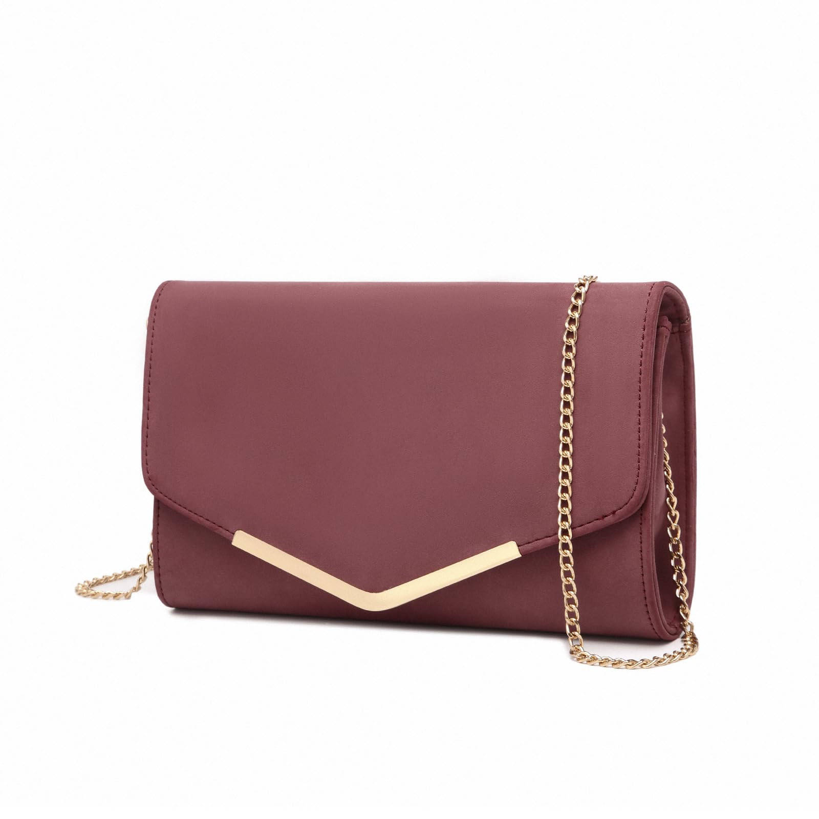 Miss Lulu Women's Clutches - Suede Clutch Bag with Chain - Elegant Evening Bags for Weddings and Evenings