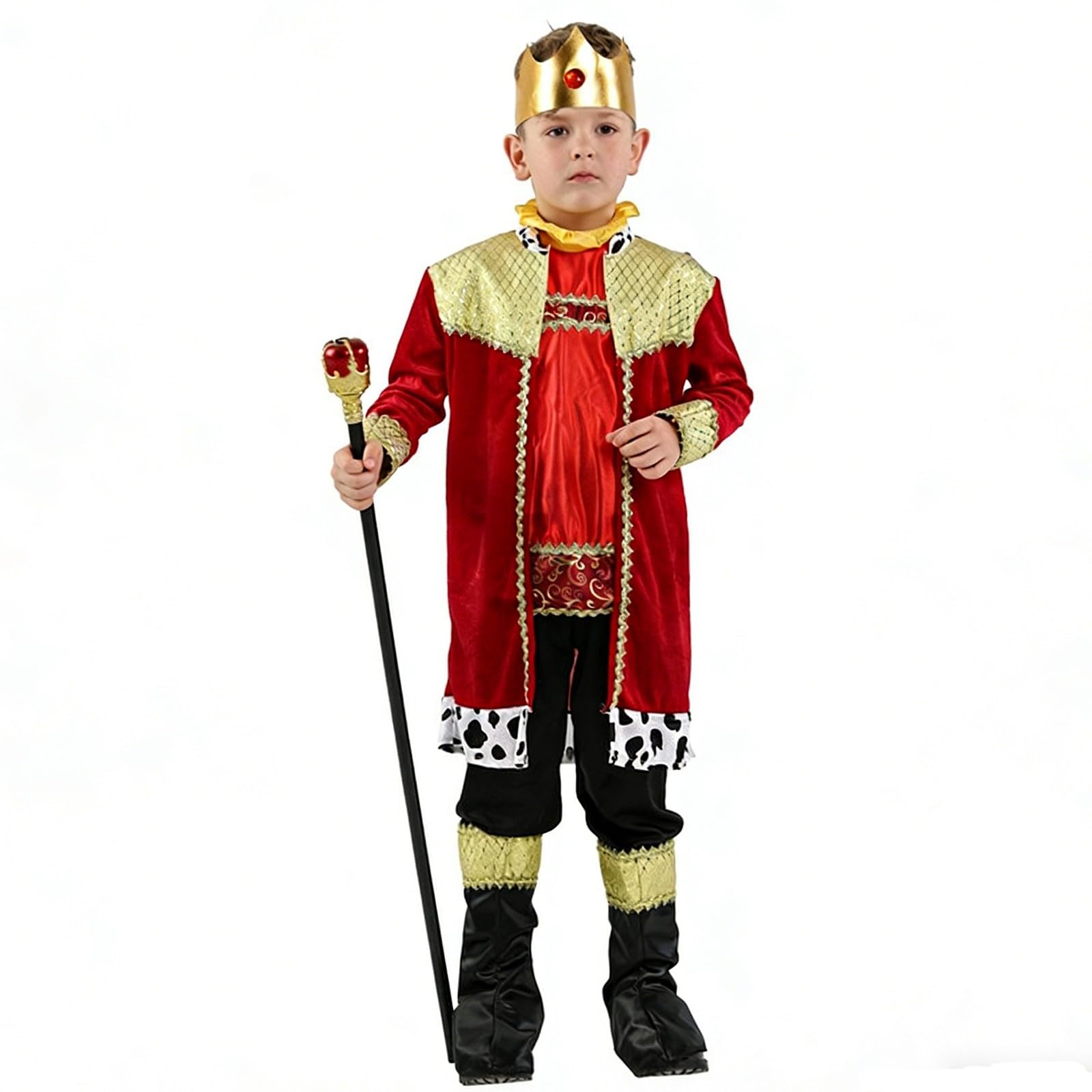 Generisch Mittelalterliches Königsgewand für Jungen Verkleidungsset mit Zepter für Rollenspiel Halloween Fest