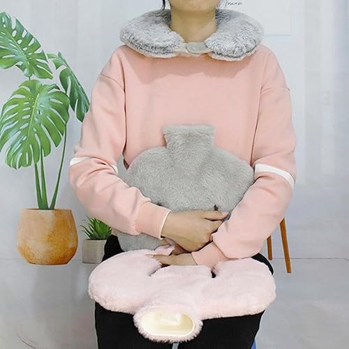 Miniatura 4 de Botella de agua caliente en forma de U, botella de agua caliente para cuello y hombro, bolsa de agua caliente de 1 litro con funda desmontable,