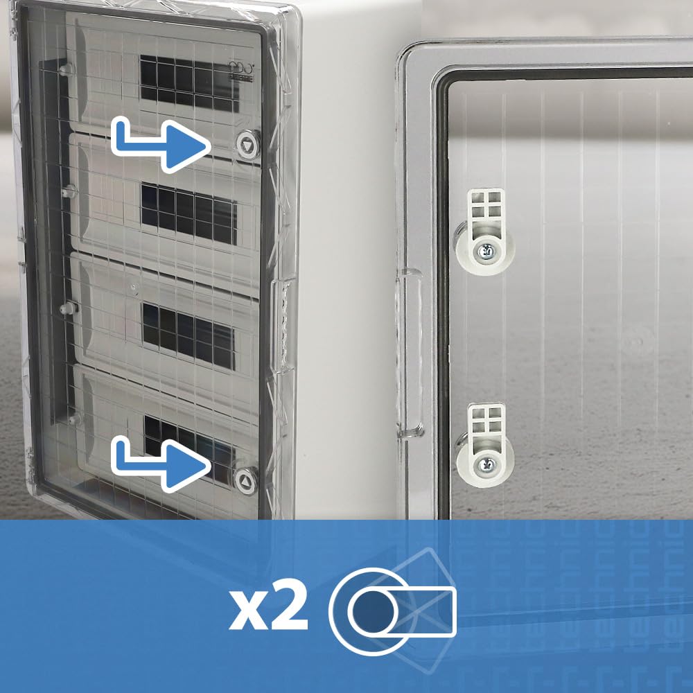 EDO Verteilerkasten Aufputz ABS 4-Reihig für 68 Module 400x600x200 mm IP65 | Sicherungskasten mit DIN-Schiene, Transparente PC-Tür, IK10, Grau - Stromkasten für Elektroinstallationen, Verteilerkasten