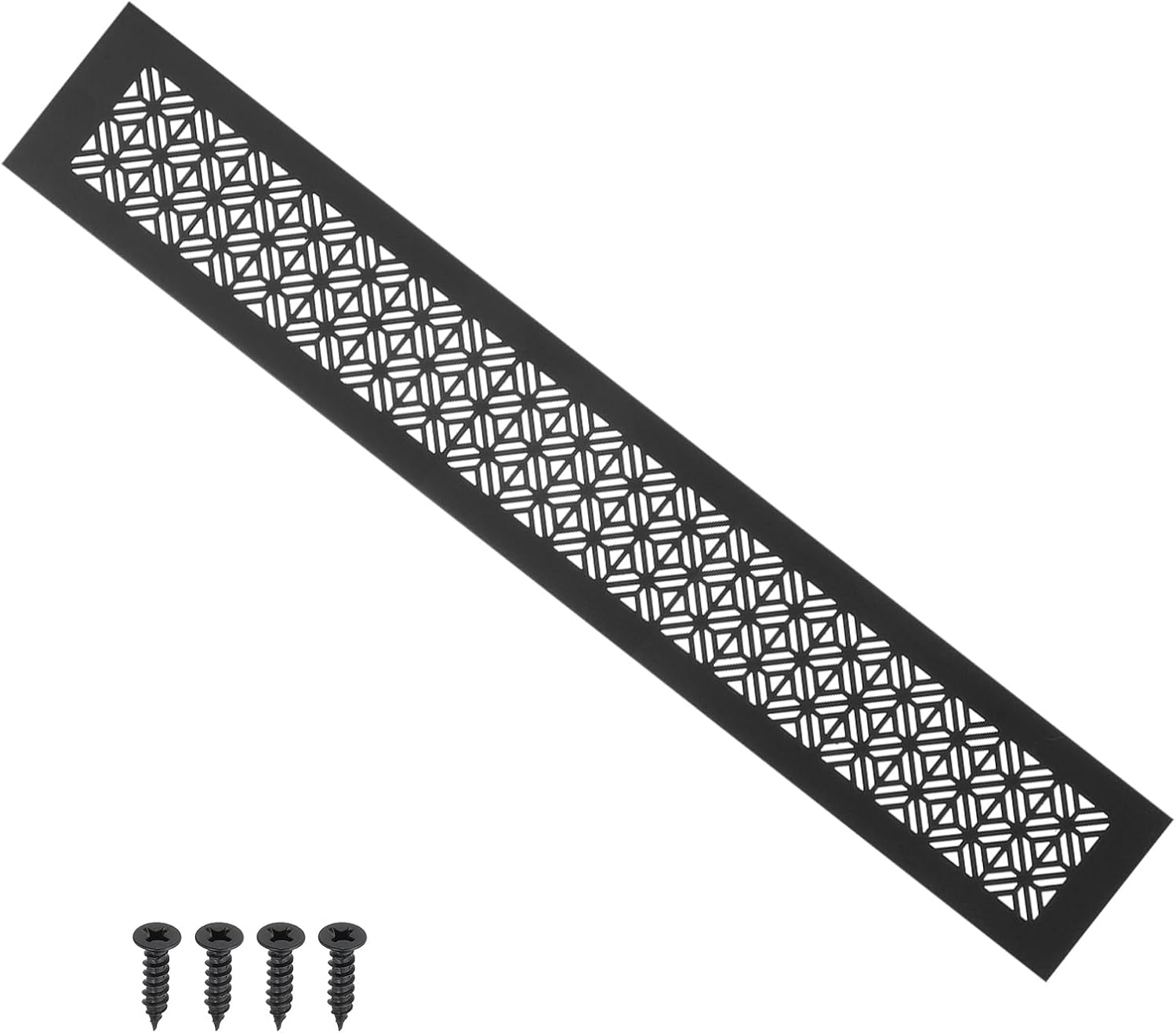 PATIKIL 20 x 3 Inch Door Air Vent Cover, Heavy Duty Aluminum Grille Ventilation Cover Louvered with Mounting Screws for Cabinet Wardrobe Door, Black