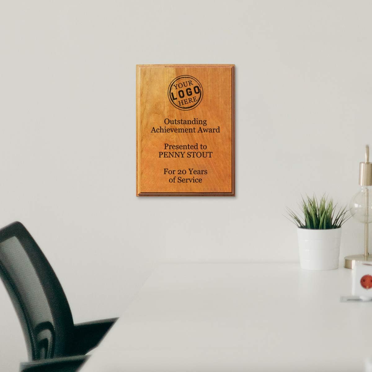 Solid Cherry Award and Recognition Plaque. Great for retirement, corporate awards, school, and sporting events. (9 x 12")