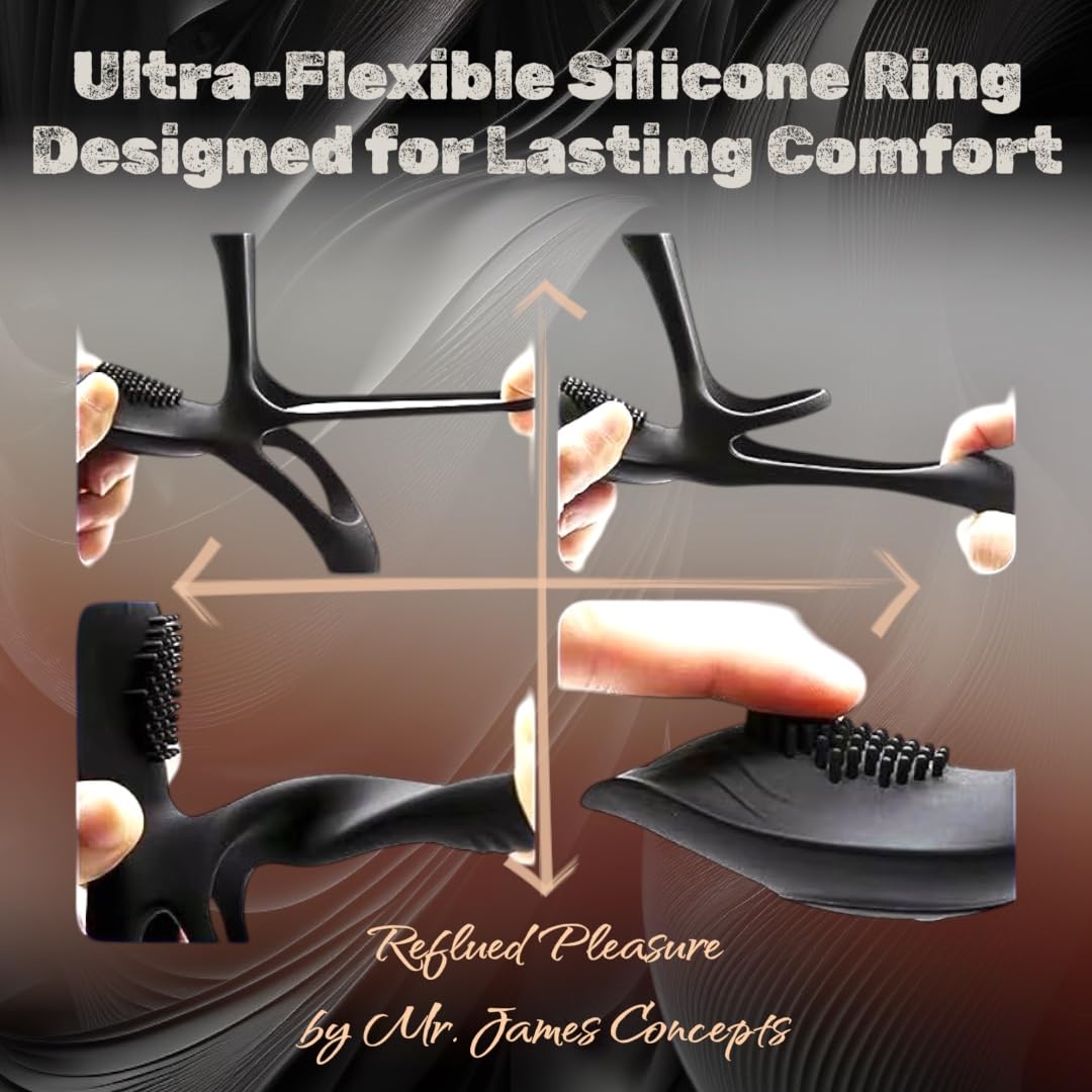 Mr. James Concepts – Stimolatore prostatico with Dual Ring – USB Magnetic Ricaricabileee maschile Vibrator, 10+10+10 modalità, Stretchable silicone, impermeabile, telecomando, Fits All