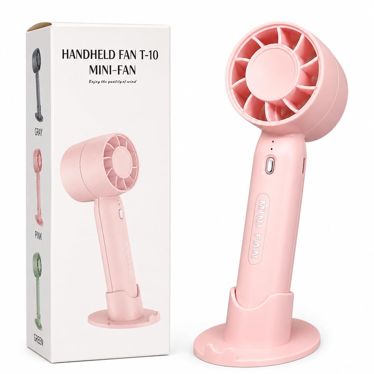 T-10 Mini Handheld Fan | USB Rechargeable Portable Fan with Desktop Stand | 3 Speed Adjustable Personal Cooling Fan | Travel Fan for Office, Home, Outdoor & Camping (PINK)-image-44