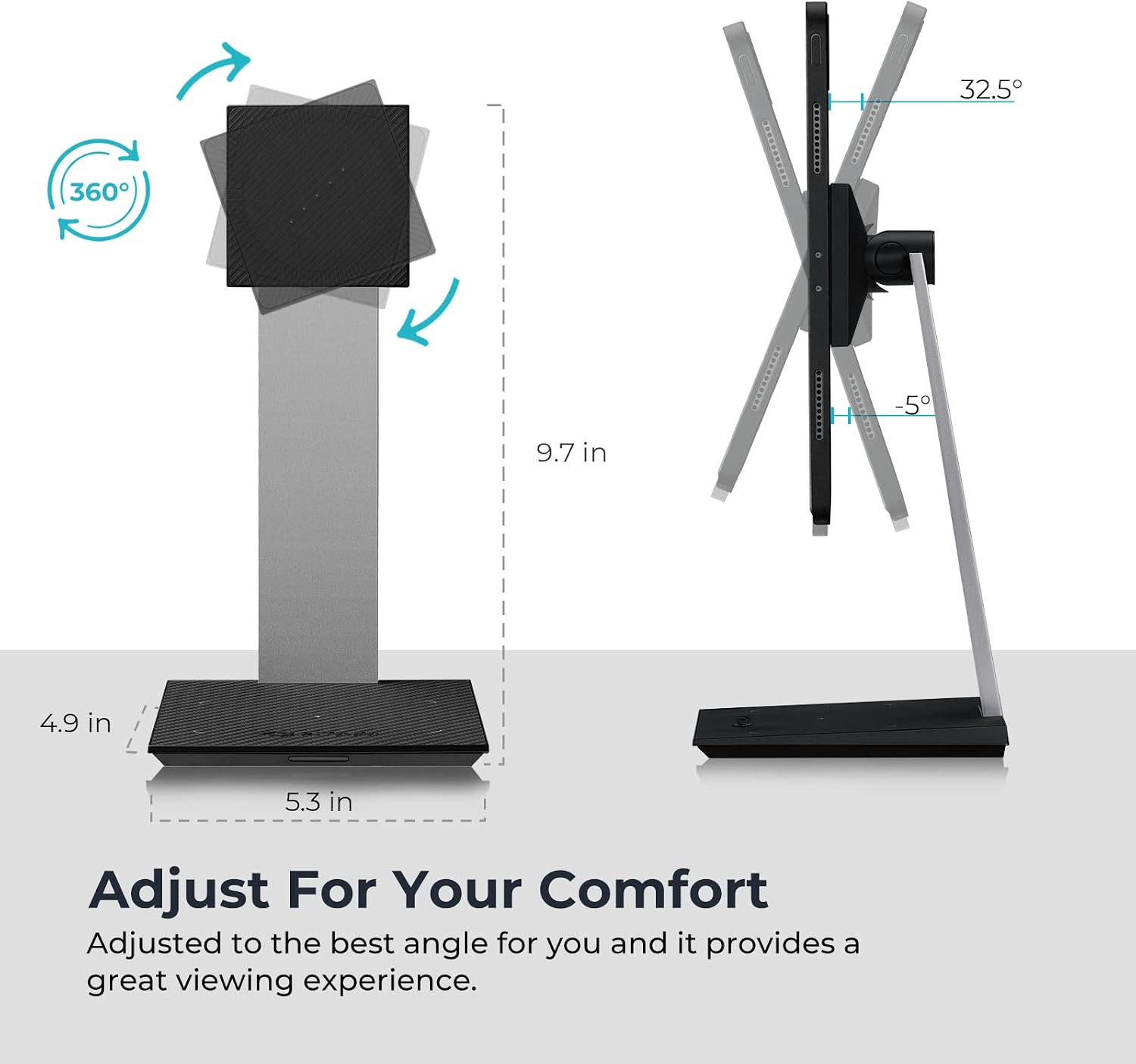 PITAKA Magnetic Wireless Charging Stand Holder Only for MagEZ Case Pro for iPad Pro/iPad mini 6 [MagEZ Charging Stand] Adjustable iPad Stand with 15W Wireless Charging Base for Smartphone