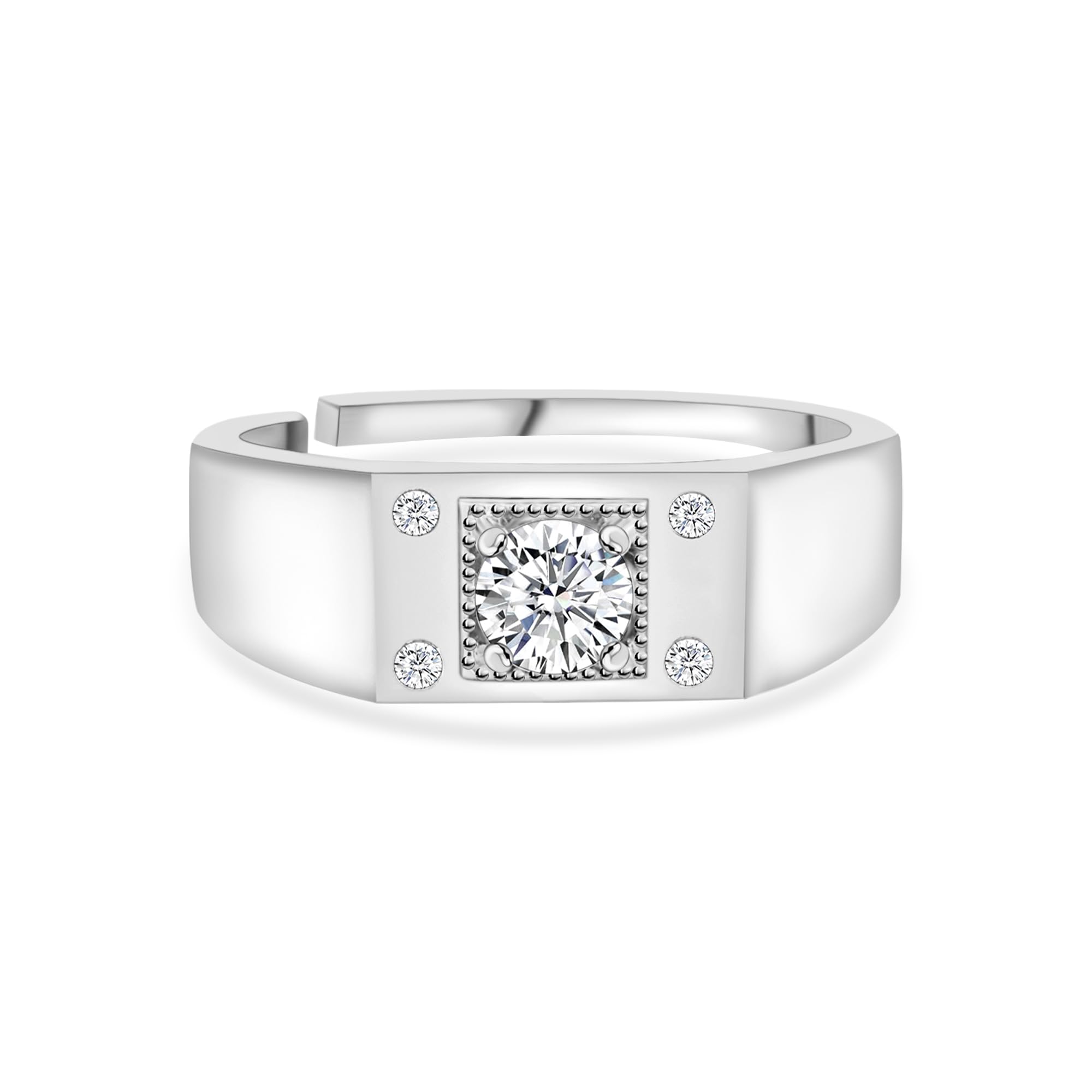 Ornate Jewels 925 Silver 0.5 Carat American Diamond Solitaire Adjustable Ring for Men and Boys | with Certificate of Authenticity & 925 Stamp | Life-time Warranty* (B0BVRK9HPP) Amazon Price History, Amazon Price Tracker