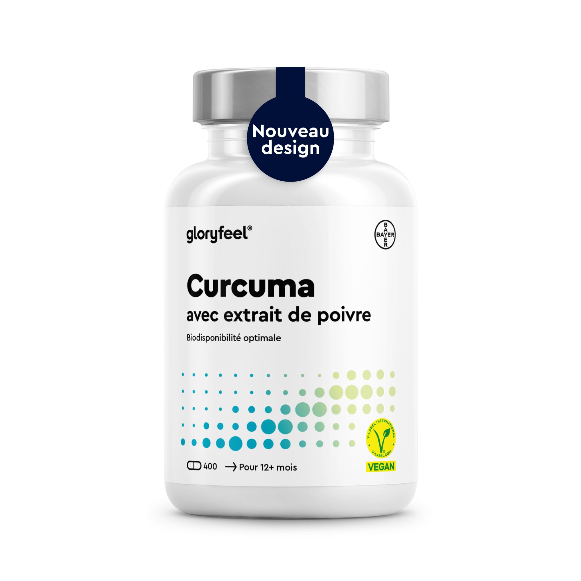 Curcuma avec Extrait de Poivre (400 Capsules), Approvisionnement de 13 Mois, Curcumine Pur avec Piperine d'Origine Indienne, 700mg par Dose Quotidienne Fortement, 100% Végétalien, Sans Additifs