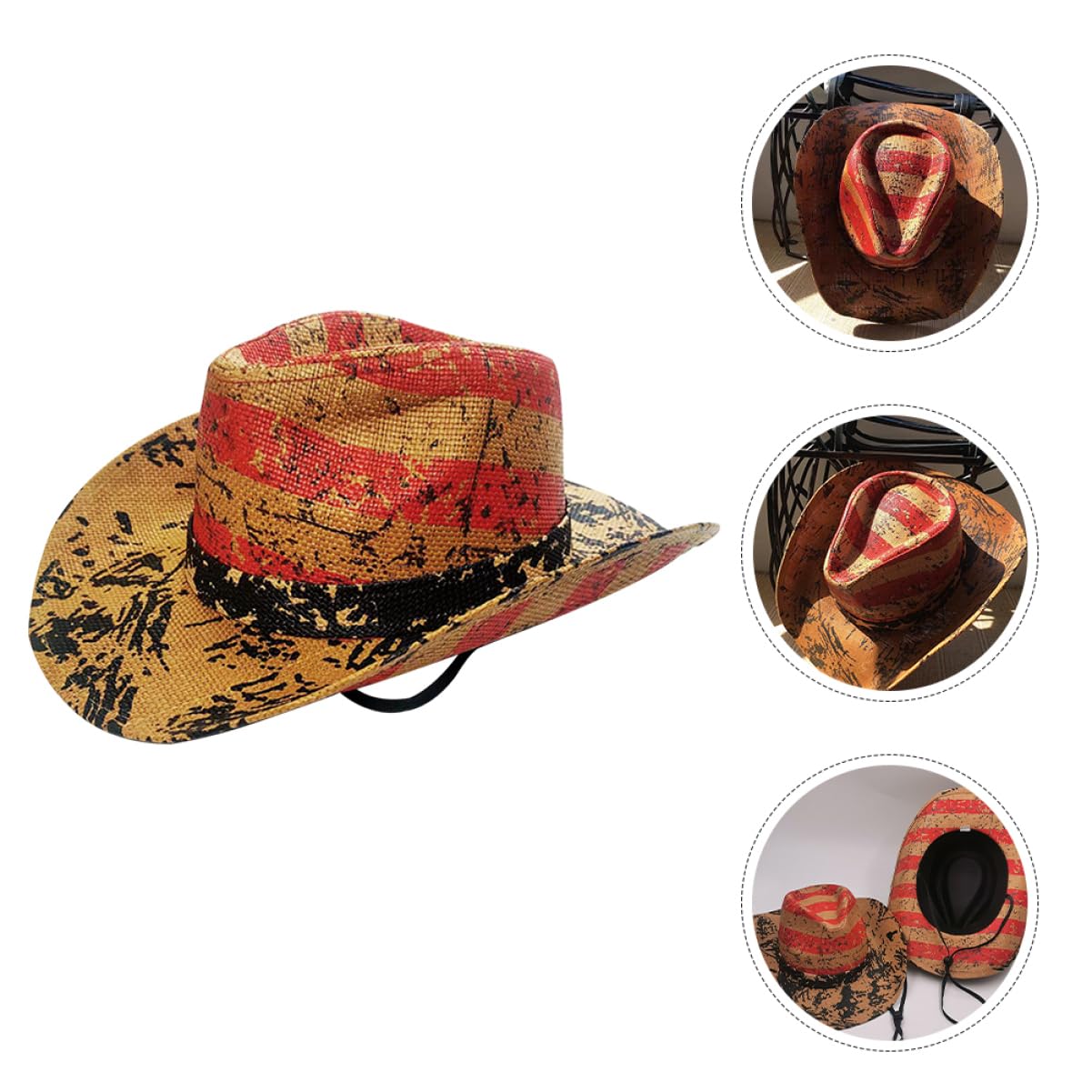 LIFKOME USA-Sombrero Sombrero Occidental Sombrero de Vaquera Sombrero Sombrero de Damas Sombrero de Mujer Cowgirl Hat Sombreros chapéu Caps Sombrero Unisex Sombrero decoración