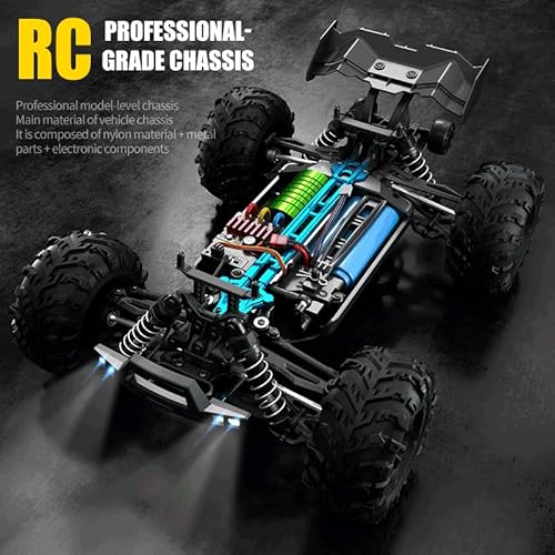 X-Verse 16101PRO Remote Controlled Car with Brushless Motor, 2.4GHz 1:16 4WD RC Car Offroad, 70KM/H Offroad Drift Car Toy, Gift for Kids Adults - 3 Batteries(Red) - Image 4
