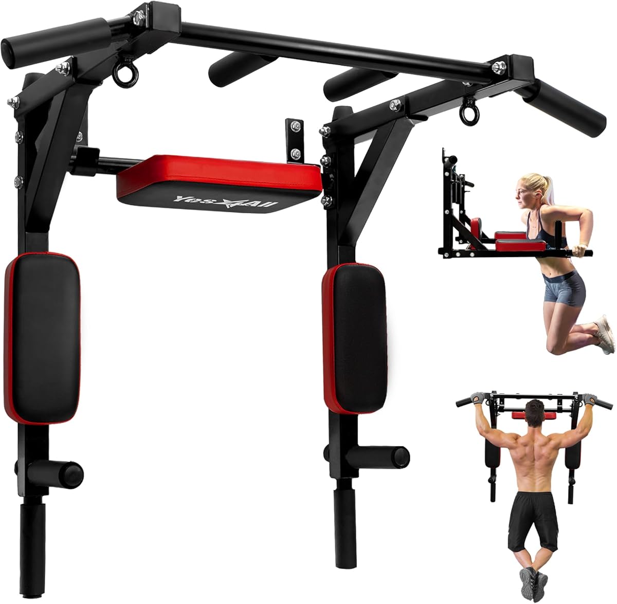 Yes4All Pull Up Bar Wall Mounted - Multifunctional Wall Mounted Pull Up Bar for Home Gym Workout Strength Training Equipment
