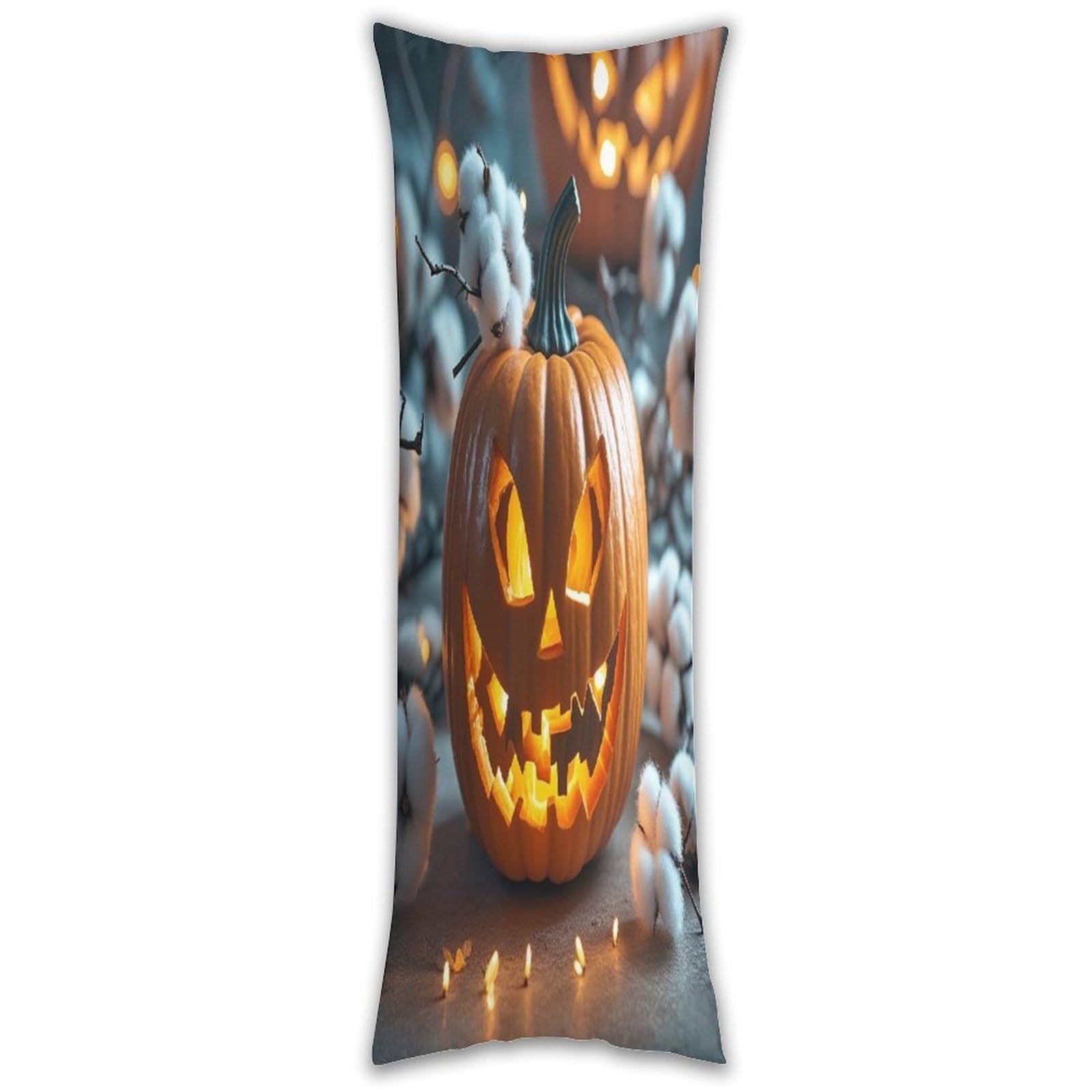 Pumpkin Lantern Long Pillow Case with Zipper Ultra Soft Microfiber Long Pillow Cover Breathable Body Pillow Protector Soft Wrinkle Pillowcase for Bed Sofa Bedroom 53 X 19 in
