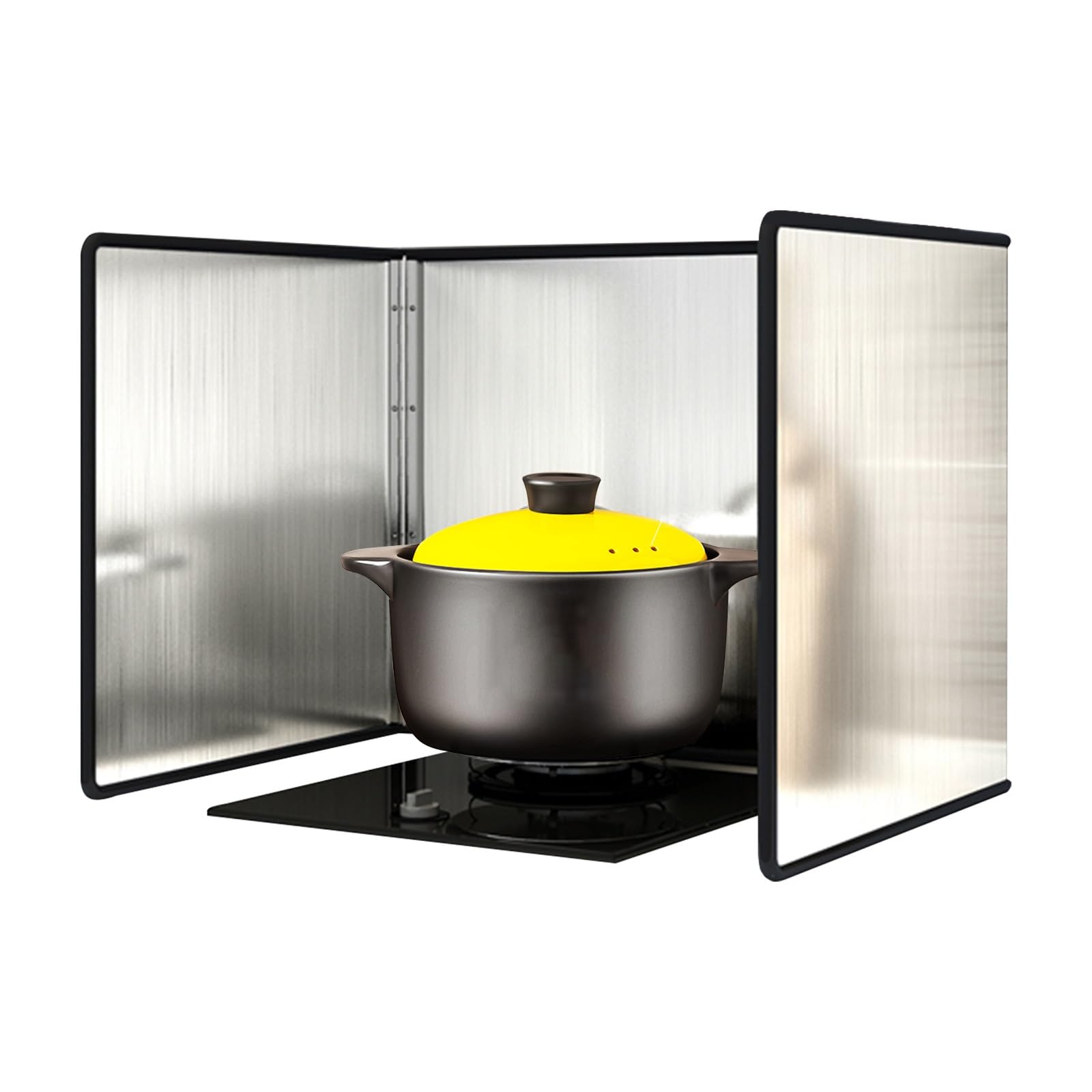 EAmrfvqt Stainless Steel Foldable Splash, Foldable Grease Splatter Screen Stainless Steel, Silver, Multiple Sizes(45x45x45cm)