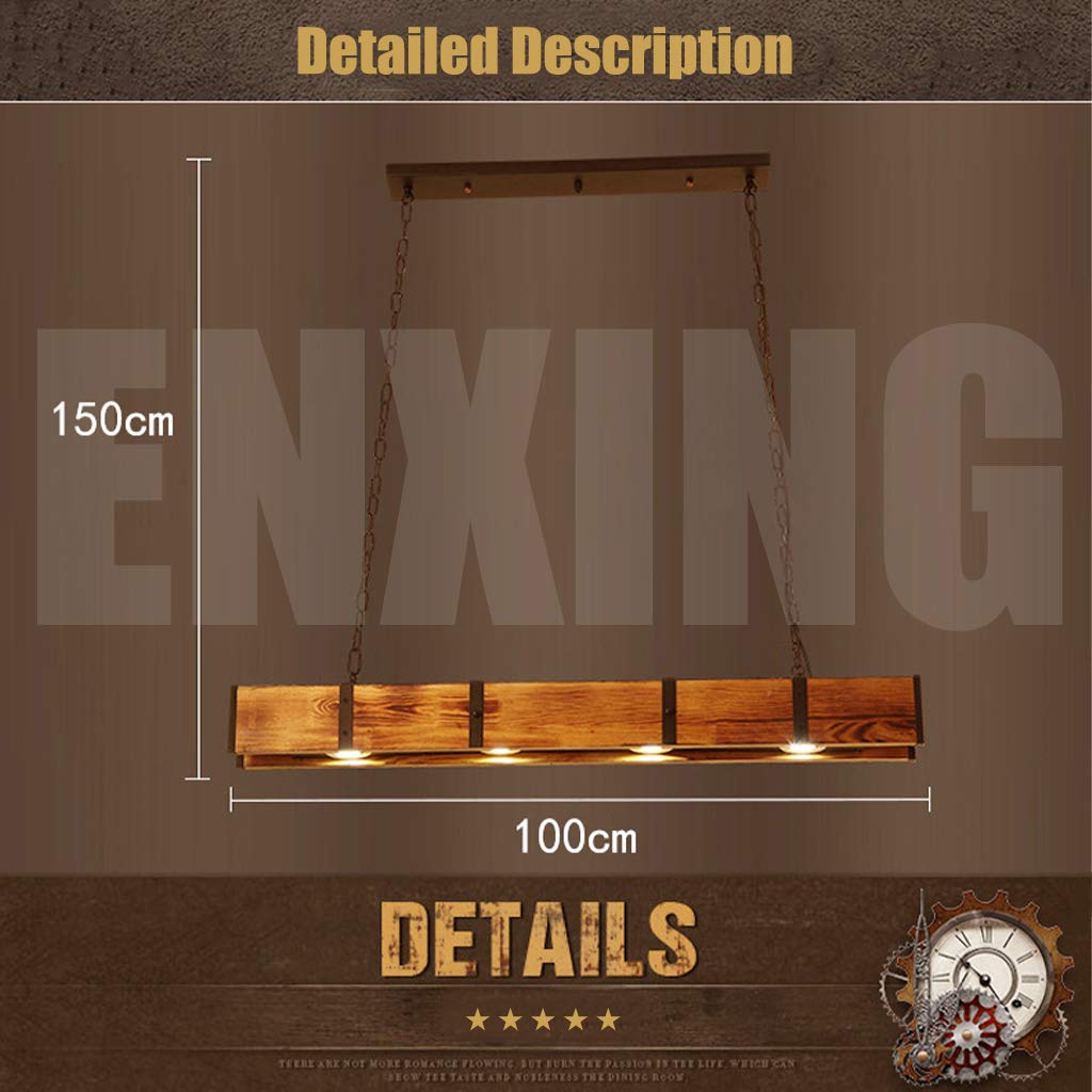 Pendellampe Esstisch Vintage Holz LED 40W Hängeleuchte Esszimmer Pendelleuchte Höhenverstellbar Rustikal Hängelampe Eisen Kronleuchter Kaffee Bar Küche Büro Wohnzimmer Kreative Deckenleuchte