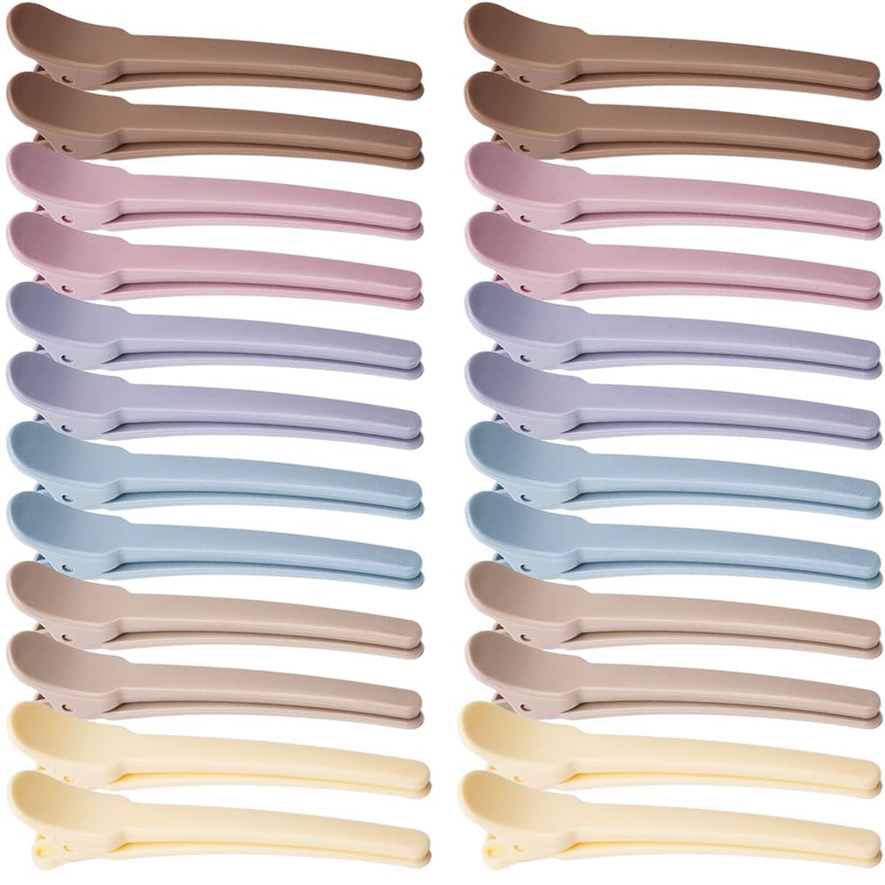 TODDER 24 Pcs Alligator Hair Clips for Styling, Creaseless Hair Clips for Women Duckbill Clips for Sectioning, Salon, Makeup, Roller - Multi-Colors