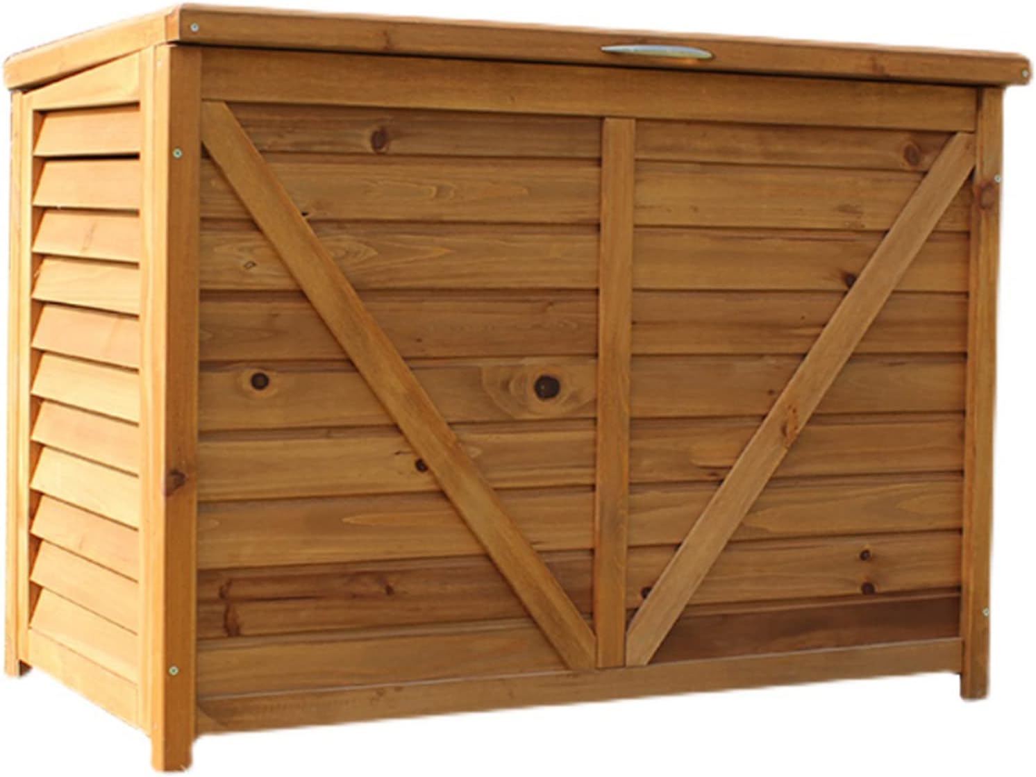 Baúl de Almacenaje de Madera Maciza para Jardín,940x420x670MM Arcón Exterior para Jardín,Terraza o Balcón,Color Madera