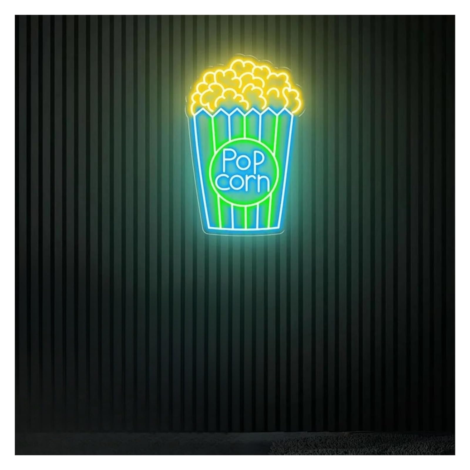 SHOUXI Sign Lamp Pop Corn Neon Sign Snack Bar Film Room Decor Popcorn Lights Dimmable Decoration(G,60X40CM)