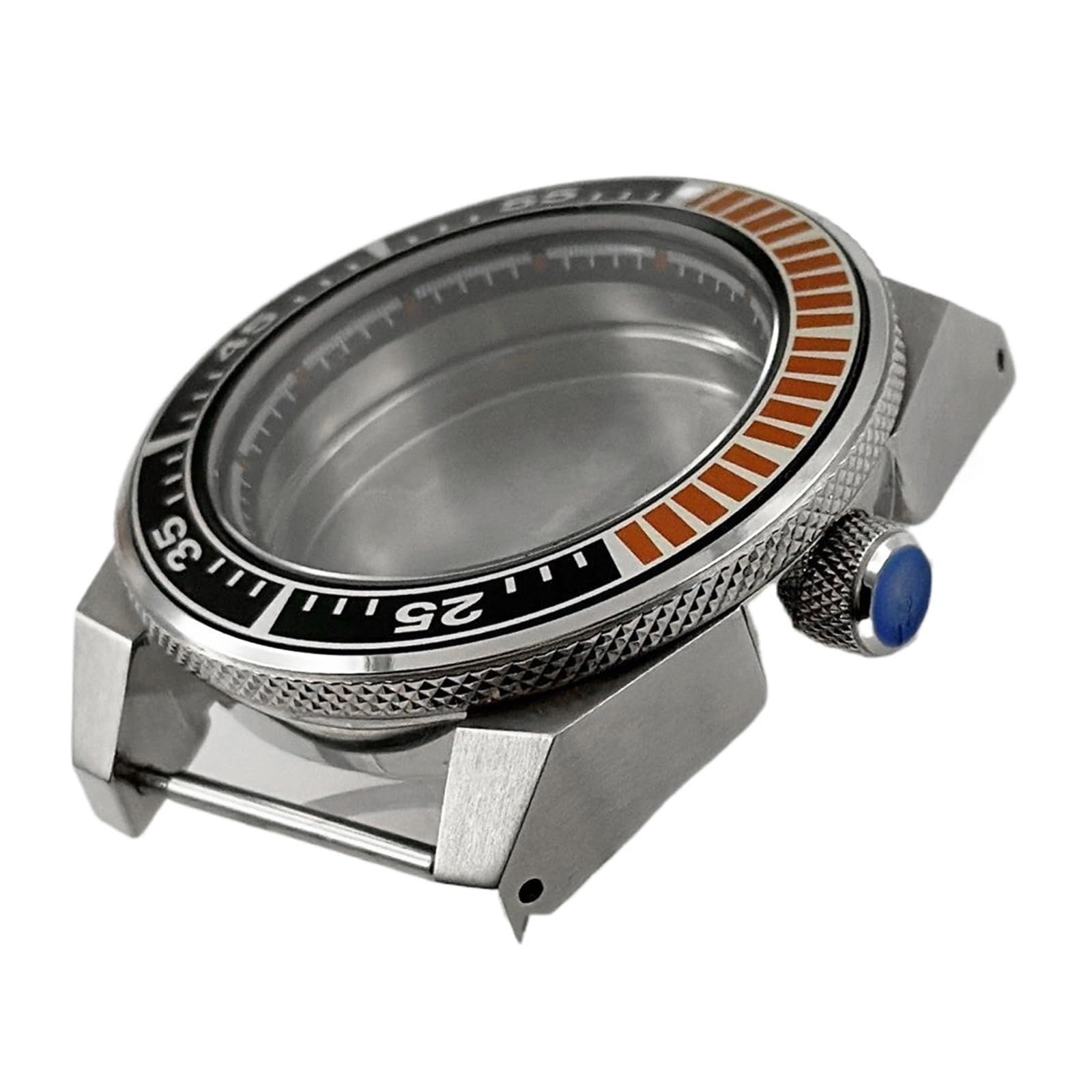 43 mm Taucheruhr, silbriges Gehäuse, Teile der Serie for 4R35 4R36 NH35 NH36 Uhrwerk, 28,5 mm Zifferblatt, Saphirglas
