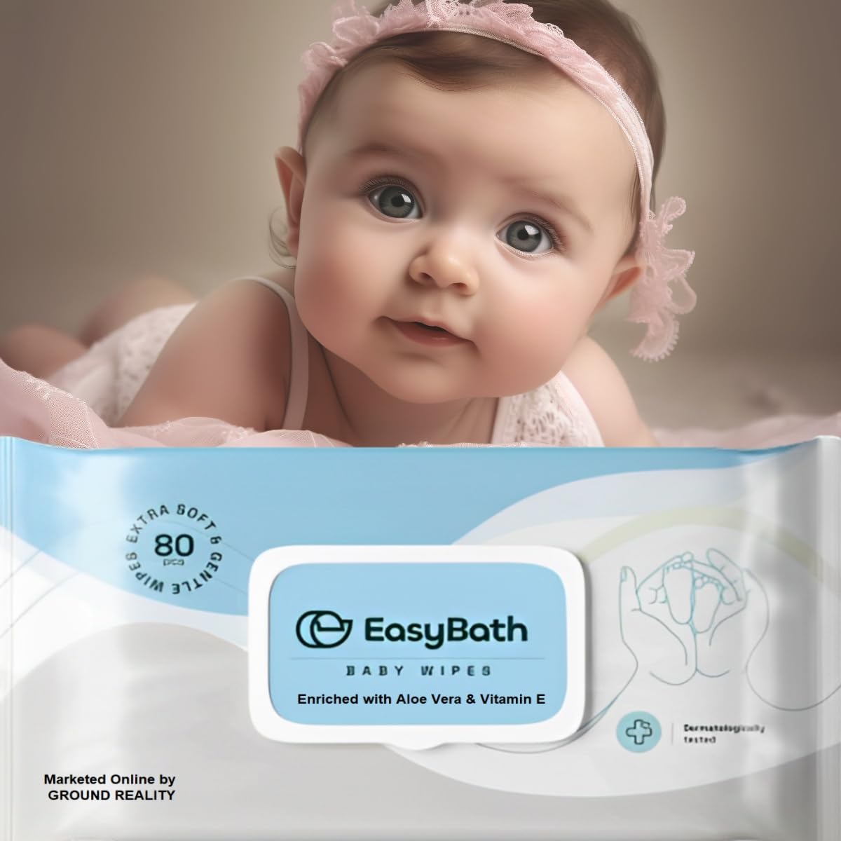 LUREME Pack of 1 (80 wipes) +(FREE Fridge Magnet) Easy Bath Baby Wet Wipes for Little New Born with Aloe Vera and Vitamin E, Combo Offer Travel Pack Wiping Tissue Baby Cleaning Wet Wipes