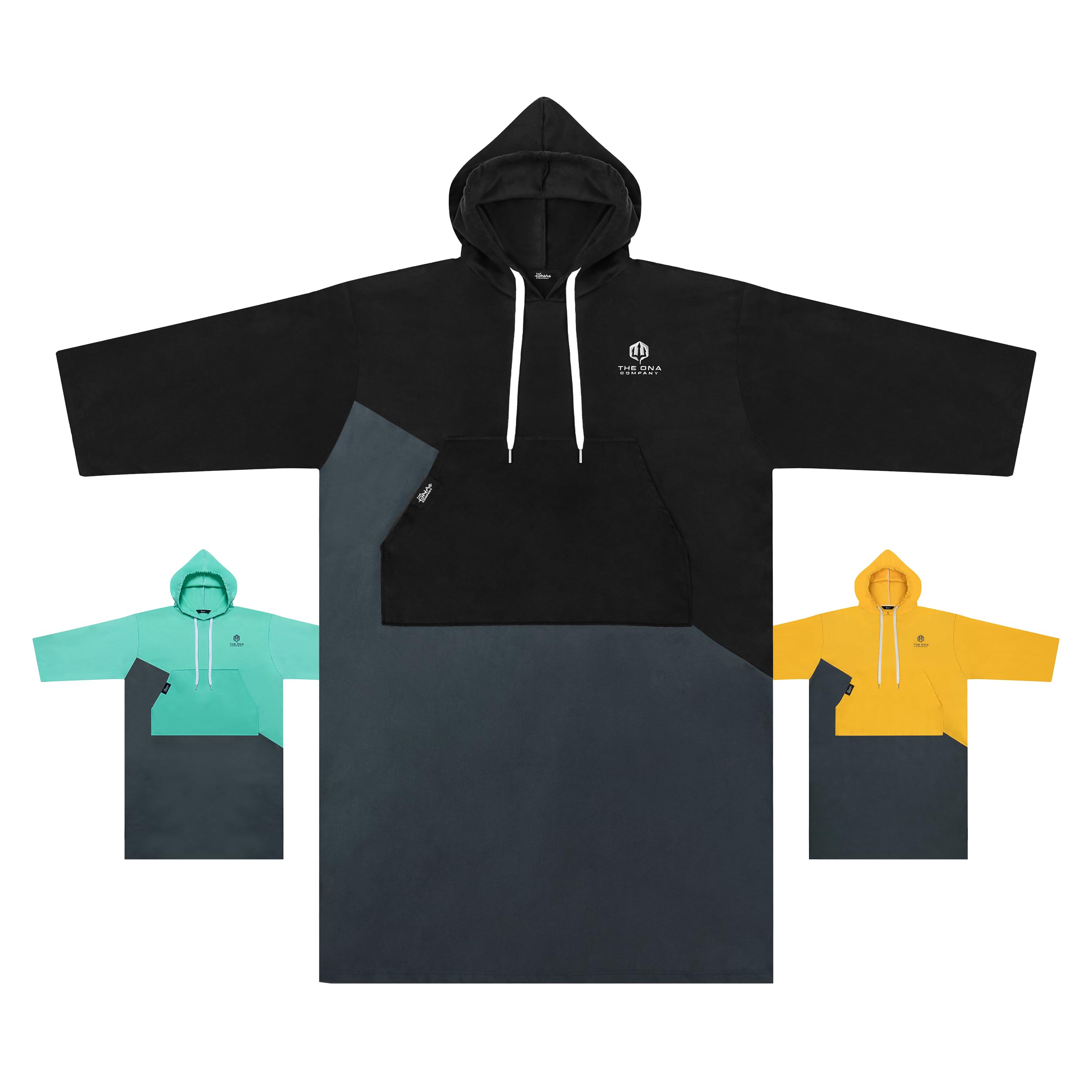 Poncho Surf de Microfibra - Ligero y de Secado rápido - para Hombre y Mujer - Playa, Piscina o natación - ¡Imprescindible para Tus Actividades Acuáticas! (Negro)