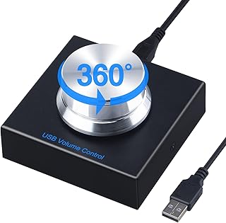 USB Volume Control Knob, Multimedia Controller with One-Click Mute Function, Audio Volume Adjuster Compatible with Win7/8/10/XP/Mac/Vista and Android