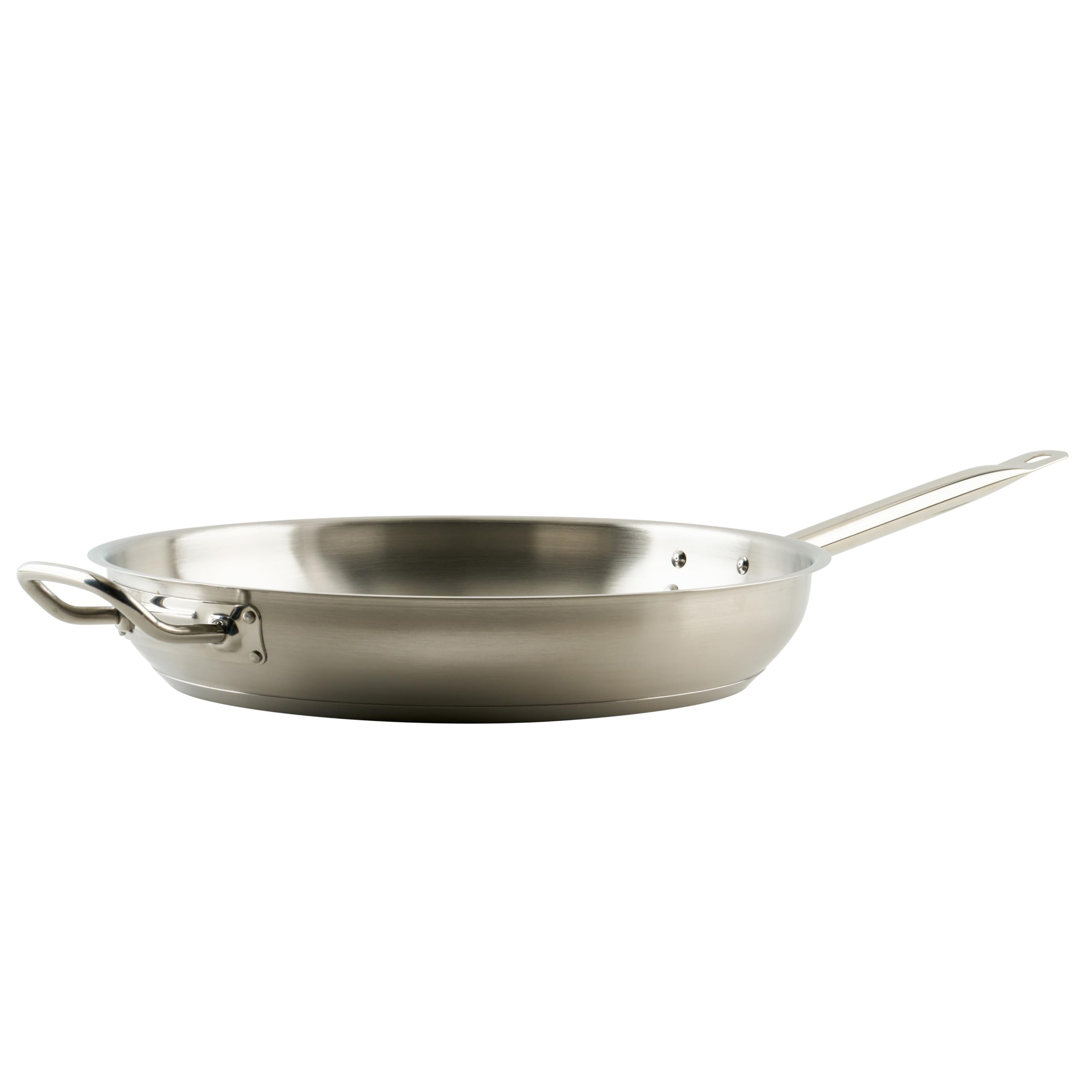 Winco Commercial-Grade Stainless Steel Fry Pan with Helper Handle, Natural Finish, 14"