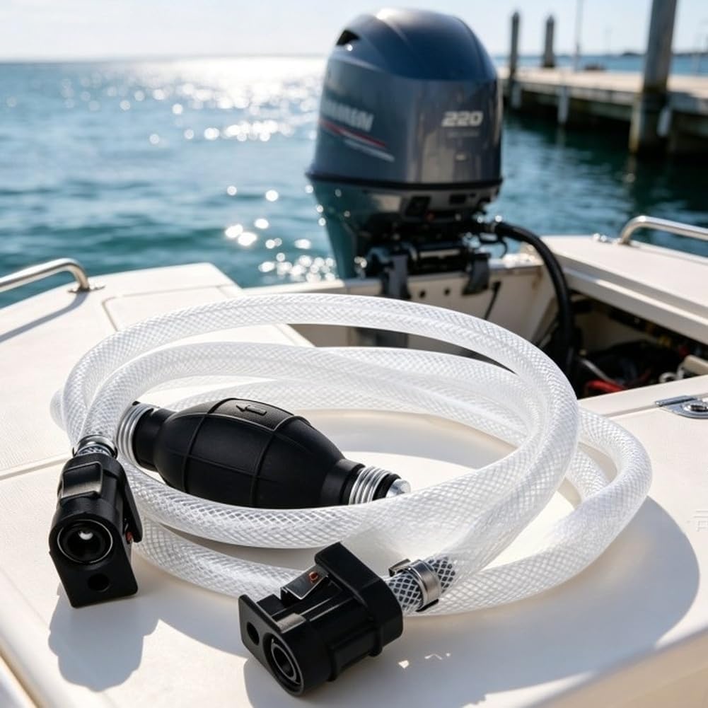 Pompa manuale di trasferimento del carburante con tubo da 2 m, pompa di aspirazione dell'olio per motori di barca, pompa manuale portatile per trasferimento del carburante, robusta e