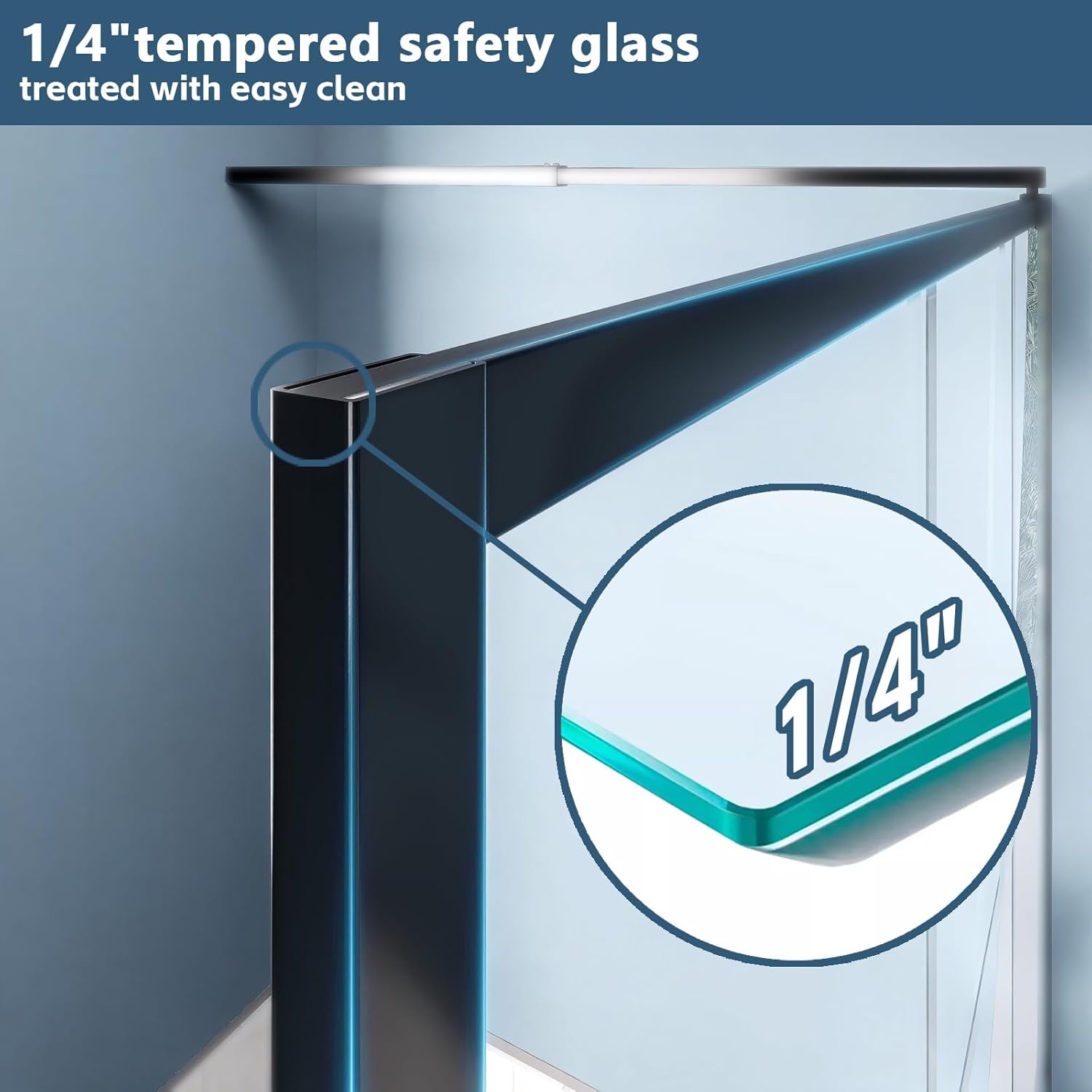 34" X 72" H Shower Screen,Shower Door With 1/4" inch SGCC Clear Tempered Glass,Shower Glass Panel,Matte Black