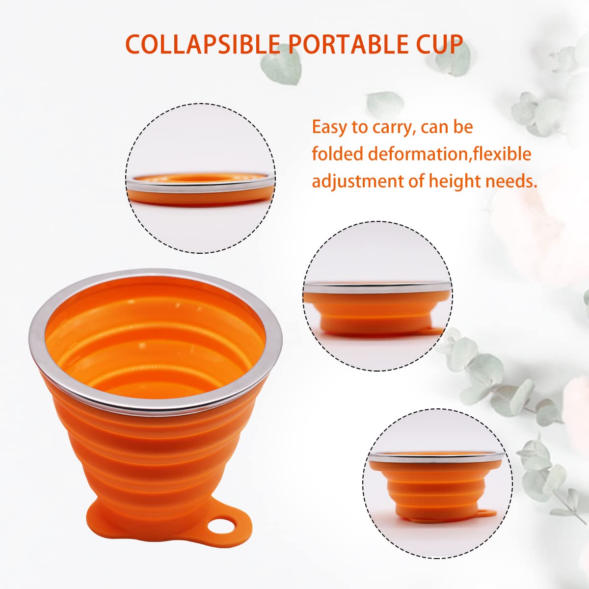 Tazze Di Silicone Pieghevoli Da Viaggio - 2 Pezzi Con Coperchio, Per Escursionismo - Foto 5