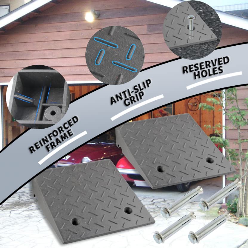 6 Inch Ramp 6 Inch Rise Ramp 2-Pack Heavy Duty Driveway Curb Ramps - 6