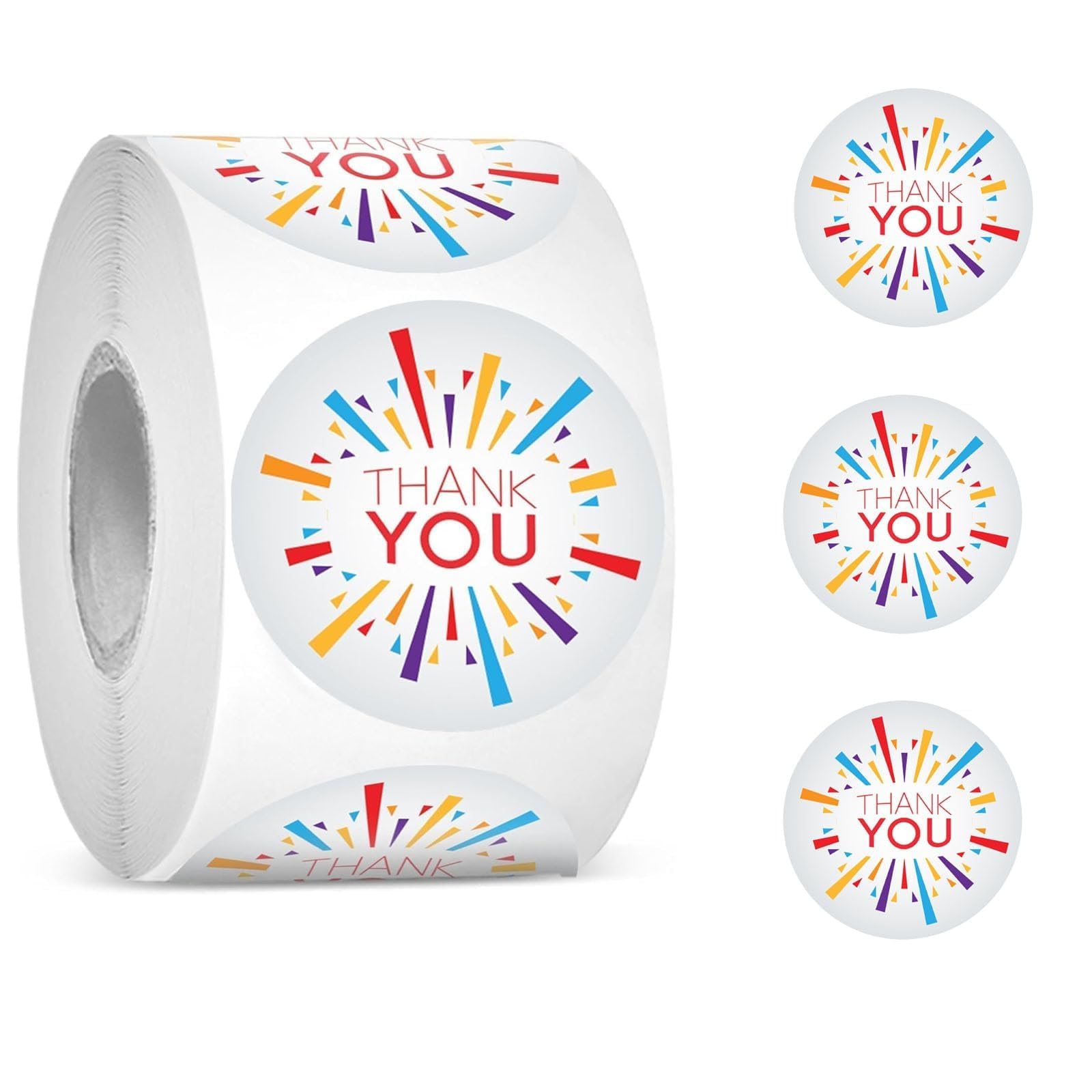 500pcs Thanks You Stickers,2.5cm/1inch Colorful Round Thank You Self-Adhesive Round Paper Label Stickers for Gifts Wedding Birthday Party Bags Packaging