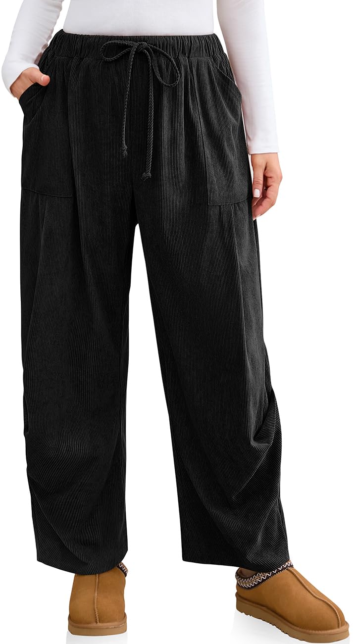 TARSE Women Corduroy Baggy Harem Pants Drawstring Loose Wide Leg Casual Lounge Pant 2025 Travel Vacation Clothes with