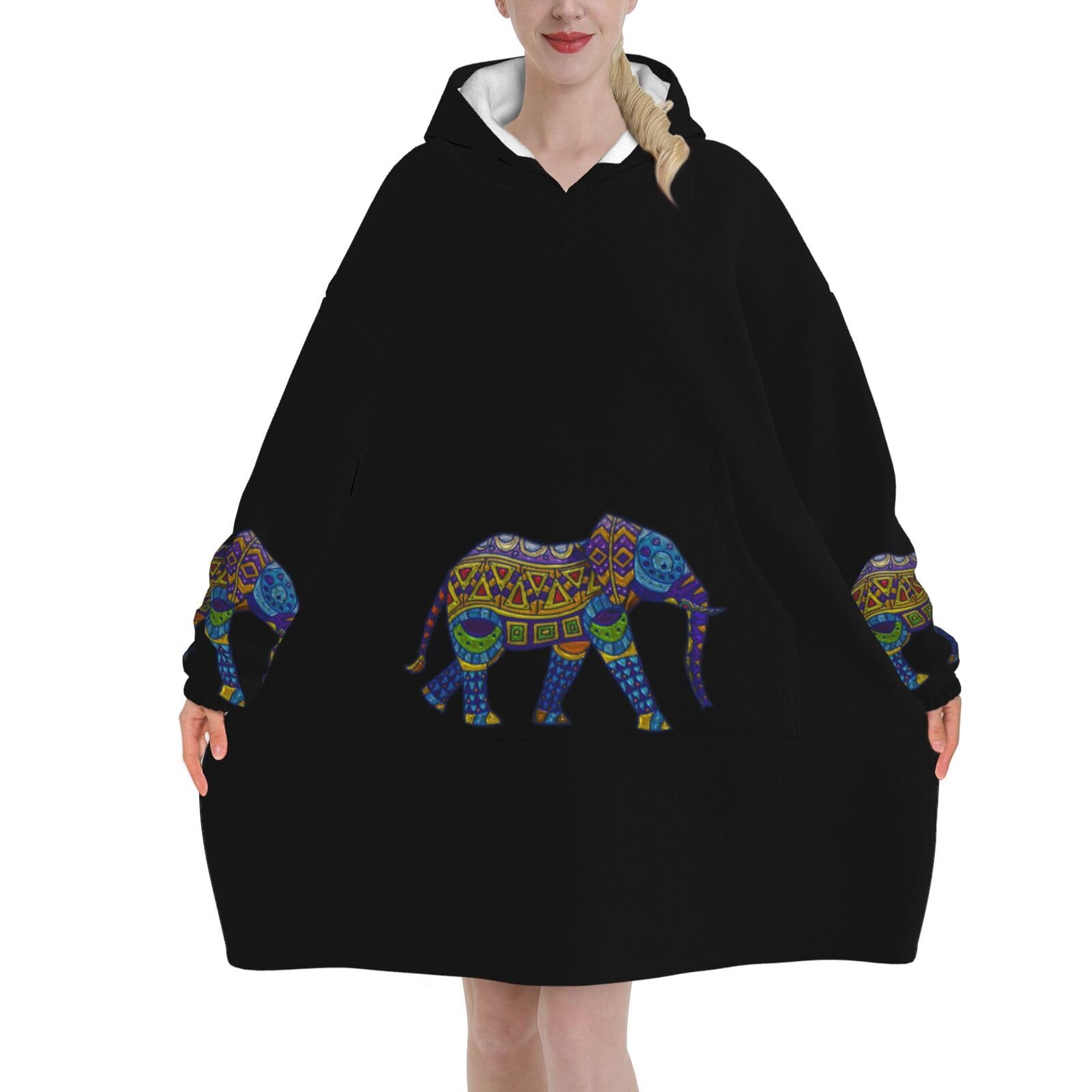 Elephant Blanket Hoodie - The Oversized Hoodie Sweatshirt Blanket - Soft, Comfortable, Flannel And Warm Hoodie Blanket For Every Occasion