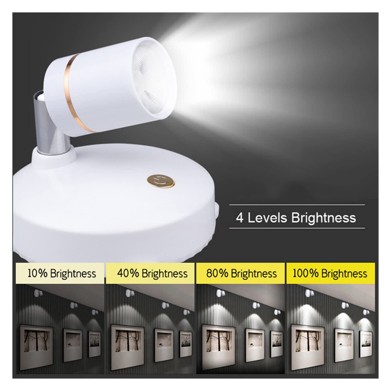 USB Recargable Led Downlight Control Remoto Sensor táctil Lámpara de Interior Regulable (Blanco) for vestíbulo, Dormitorio