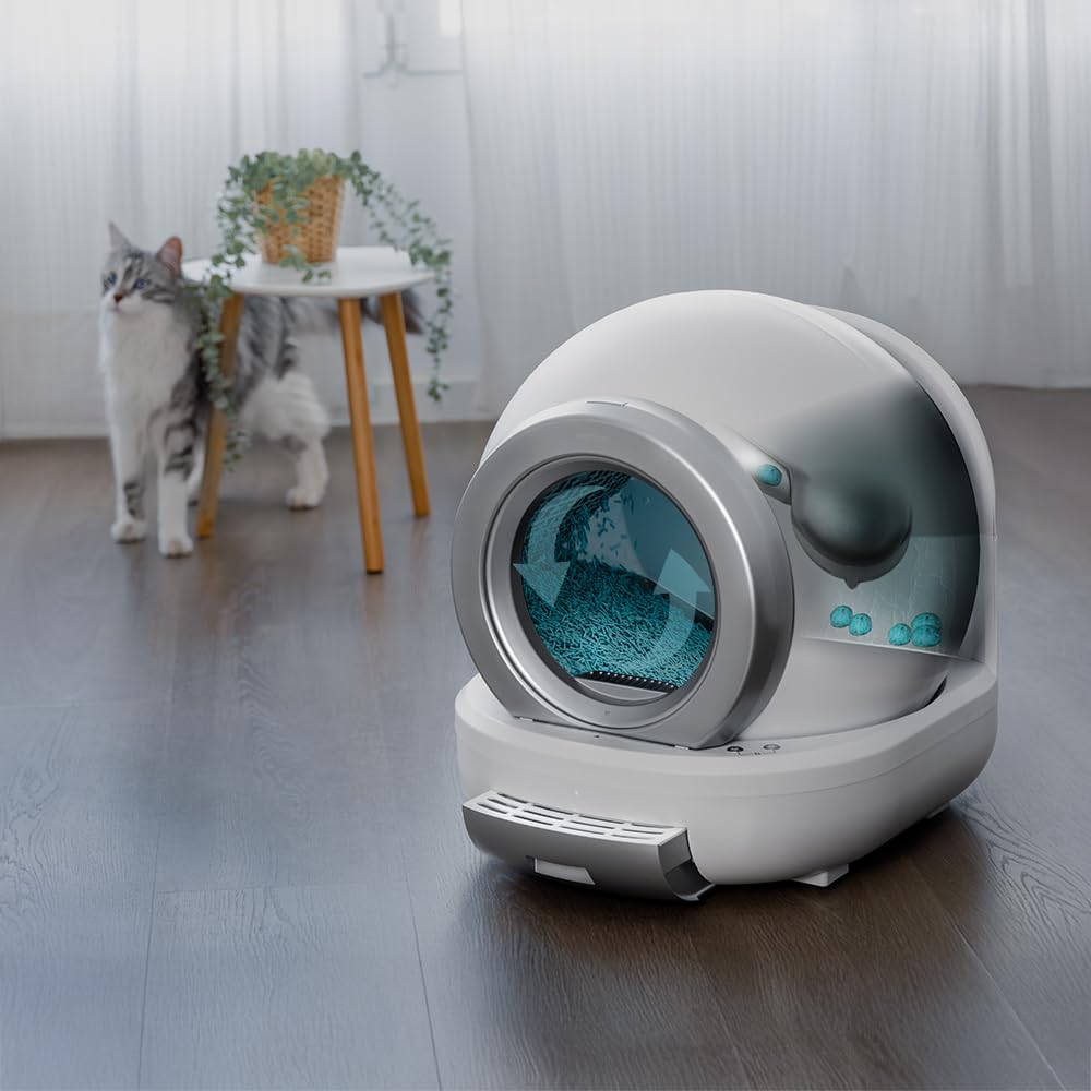 Cecotec Arenero Automático Compacto con Autolimpieza Pumba 7000 CleanKitty Compact Connected. Capacidad 65L, Triple Sistema de Desodorización, Control por WiFi, Silencioso, Sensor de Infrarrojos