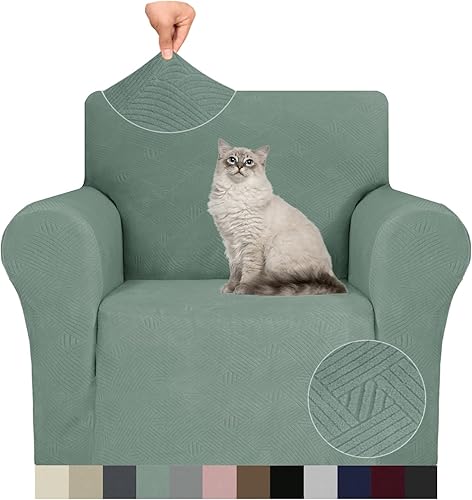 JIVINER Fundas súper elásticas para silla, 1 pieza, universales, de jacquard, para sillón, con cuadros pequeños, con parte inferior elástica (tamaño