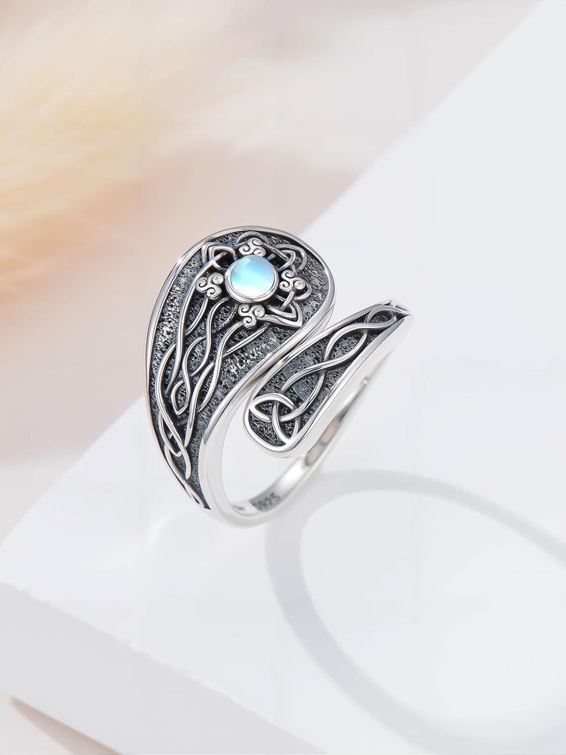 Witches Knot Spoon Rings for Women 925 Sterling Silver Vintage Celtic Knot Witch Rings Celtic Knot Adjustable Thumb Ring Gifts for Women - Image 3