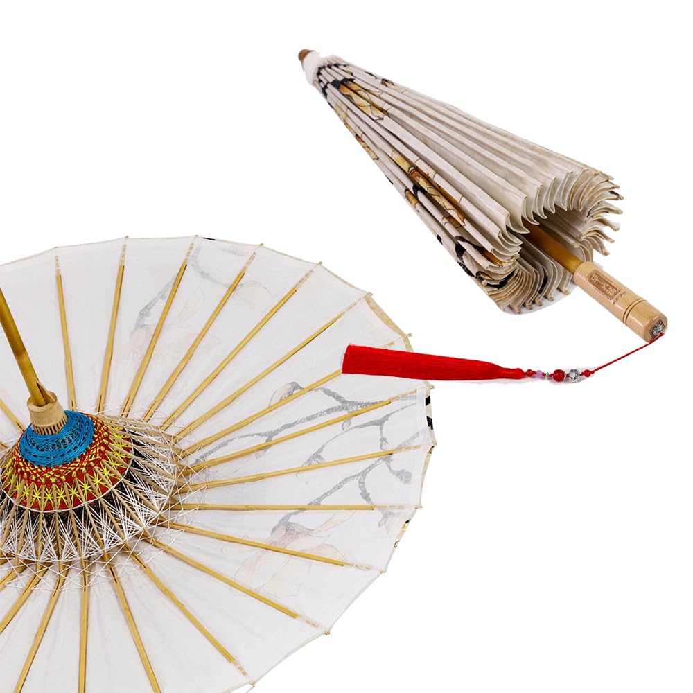 Sombrillas de parasol de papel, Sombrillas, sombrillas, accesorios de danza clásica, disfraces de fiesta y decoraciones de cosplay hechos a mano en papel al óleo chino clásico(100)