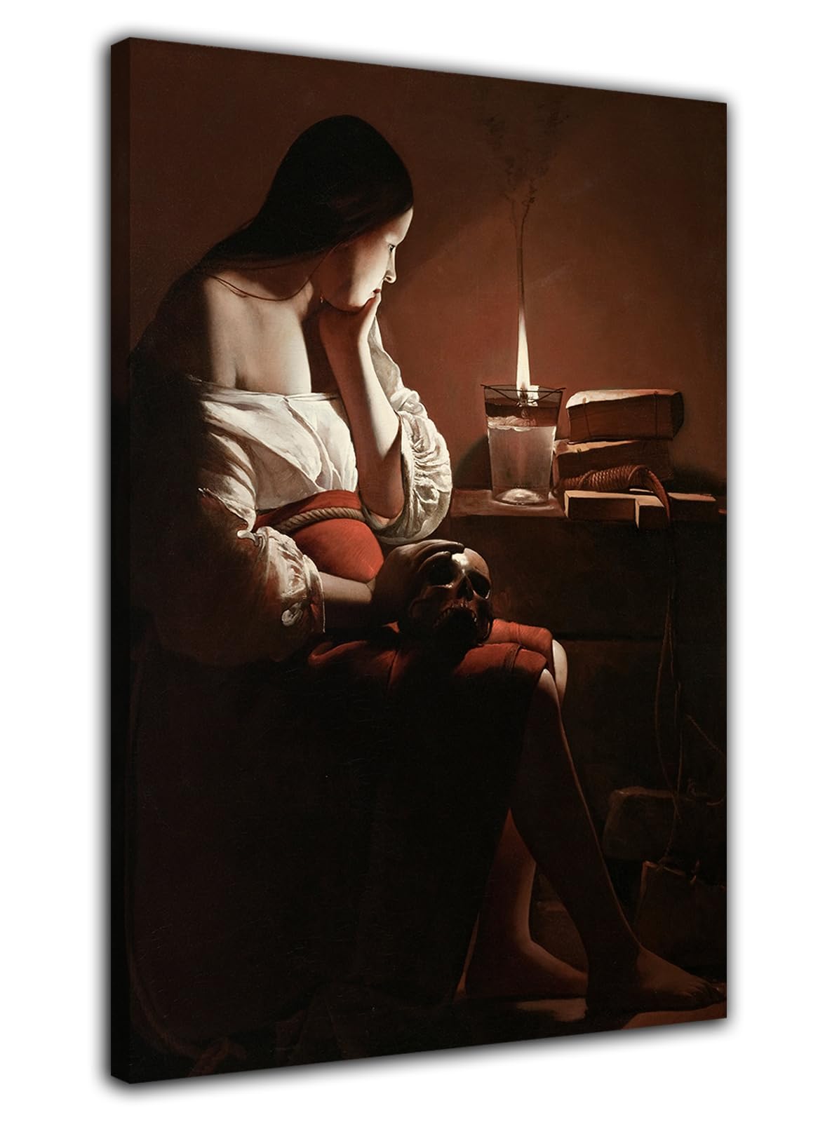 Hophema Girls Framed Georges De La Tour The Penitent Magdalene Poster Print Canvas Poster Wall Art Painting Bedroom Decoration Painting (12X18inch(30X45cm),)