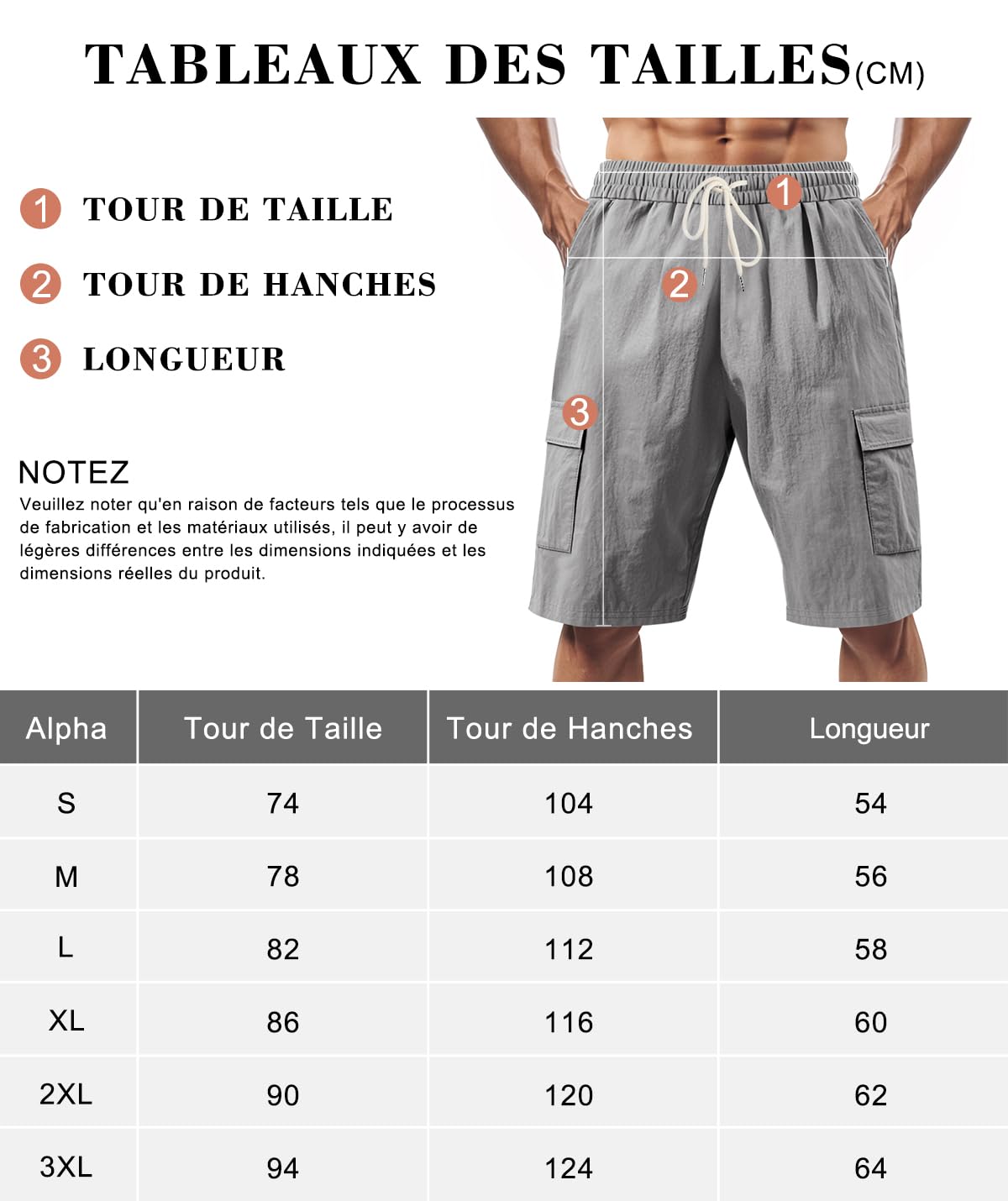 Short Cargo Homme en Lin Léger Taille Élastique 4 Poches | Cordon de serrage, short bermuda homme,coupe ample