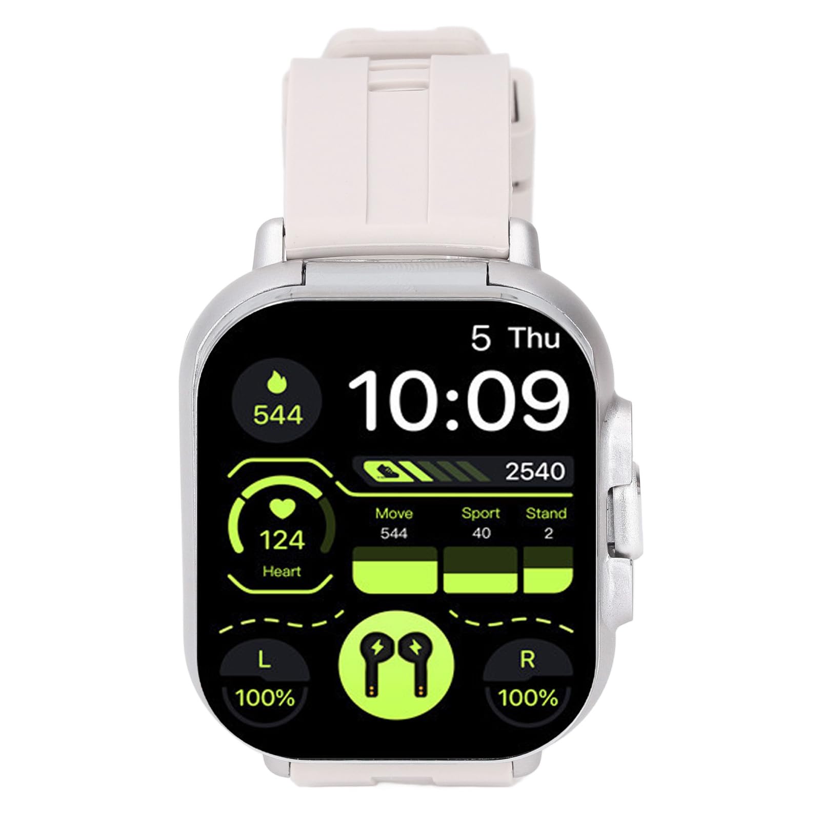 Reloj Inteligente 2 en 1 con Auriculares Inalámbricos, Pantalla de 2.01 Pulgadas, Compatible con iOS y Android, Diseño Innovador, Color Plateado