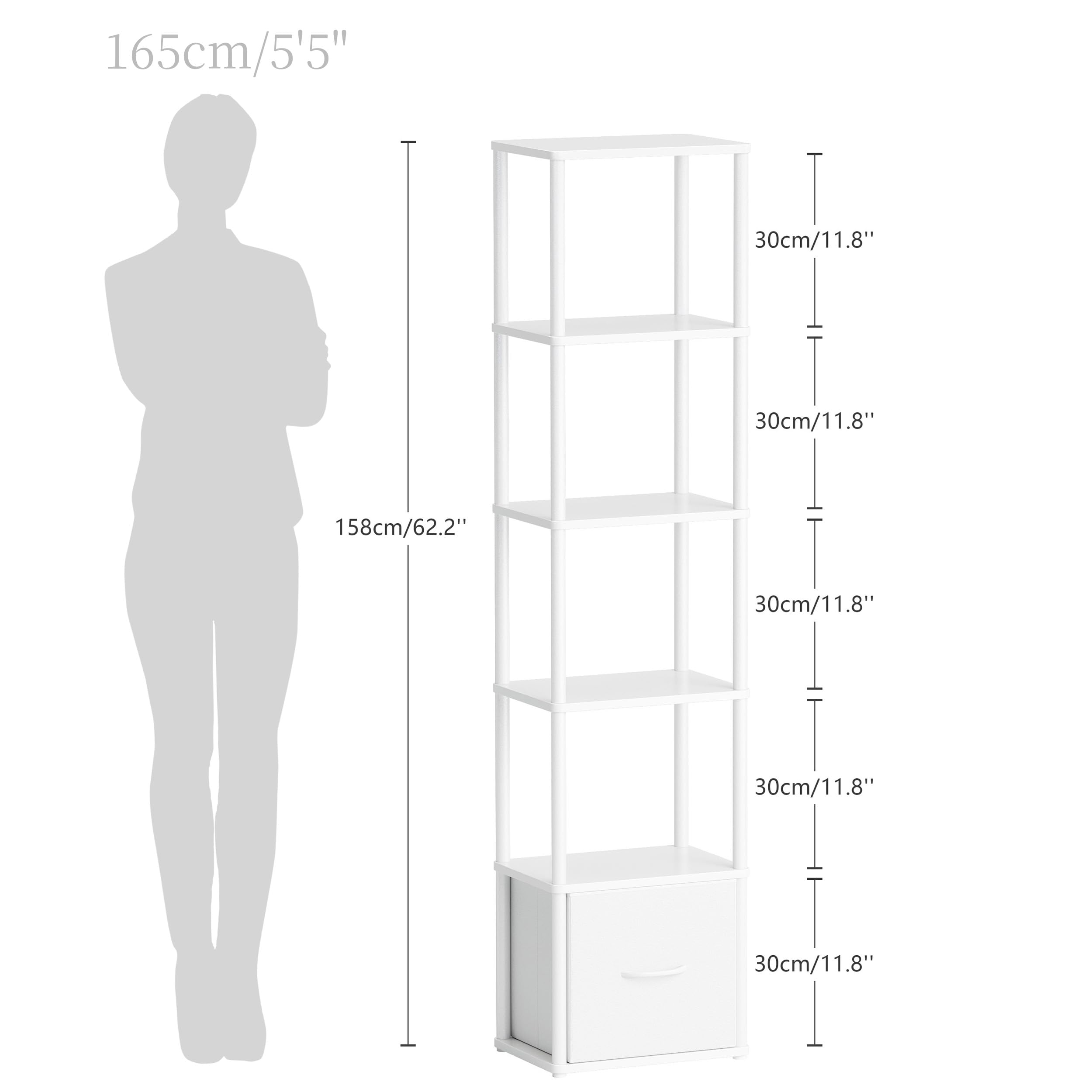 Etagere 6 Niveaux Bibliotheque Meuble de Rangement Étagère d'angle Industriel pour Bureau Salon Chambre Blanc HBC505W