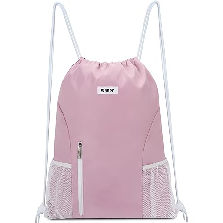 WANDF Teen Girl Drawstring Backpack Best for Sports Gym with Mesh Pockets...