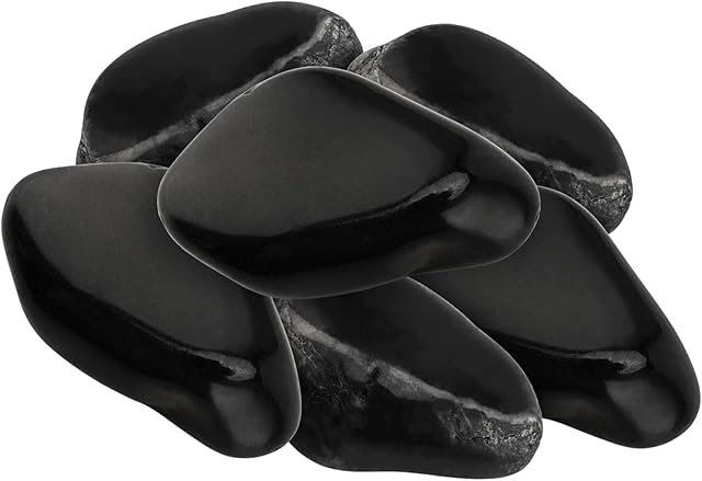 ZOENHOU 2.9KG Black Polished River Stones Aquarium Pebbles,1.97-3.15 Inch Black Gravel Decorative Polished Stones for Flowerpot, Home DIY Decor,Aquarium Decoration