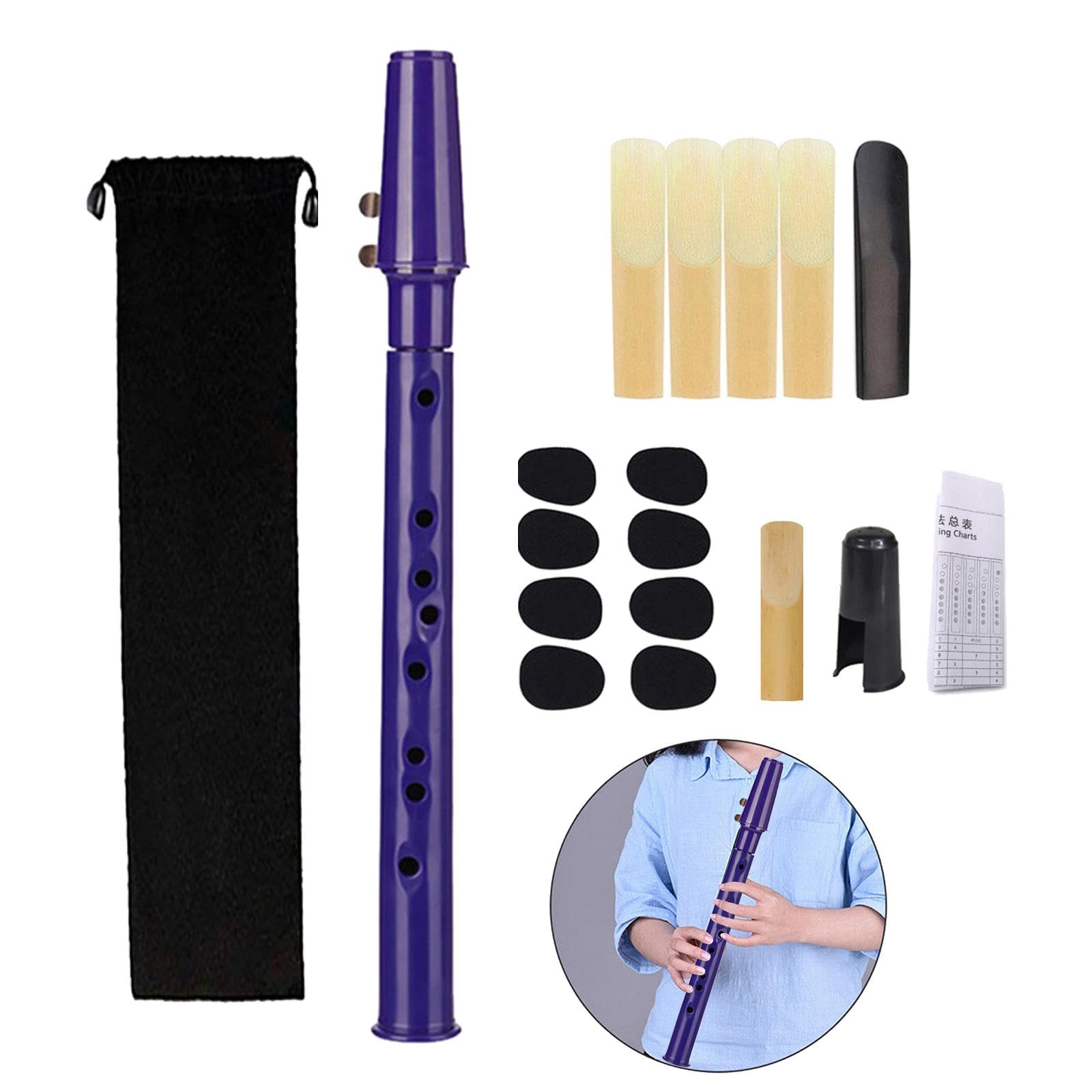 Mini Saxophone Portable avec Bec, Anches et étui de Transport pour Les Passionnés de Musique, violet