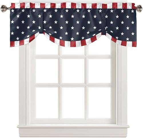 YOKOU Cenefa de cortina con amarre, Día de la Independencia, bandera patriótica de Estados Unidos, pentagrama, libertad, país, tratamiento de