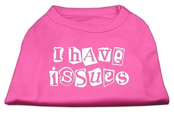 Mirage Pet Products 14-Inch I Have Issues Screen Printed Dog Shirts, Large, Bright Pink