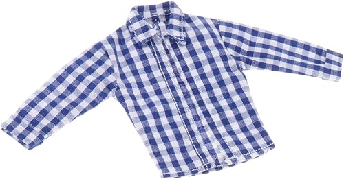 Miniatura 7 de Figura a escala 112, ropa de muñeca, camisa, accesorios de decoración para figuras de acción masculinas de 6 pulgadas, azul y blanco