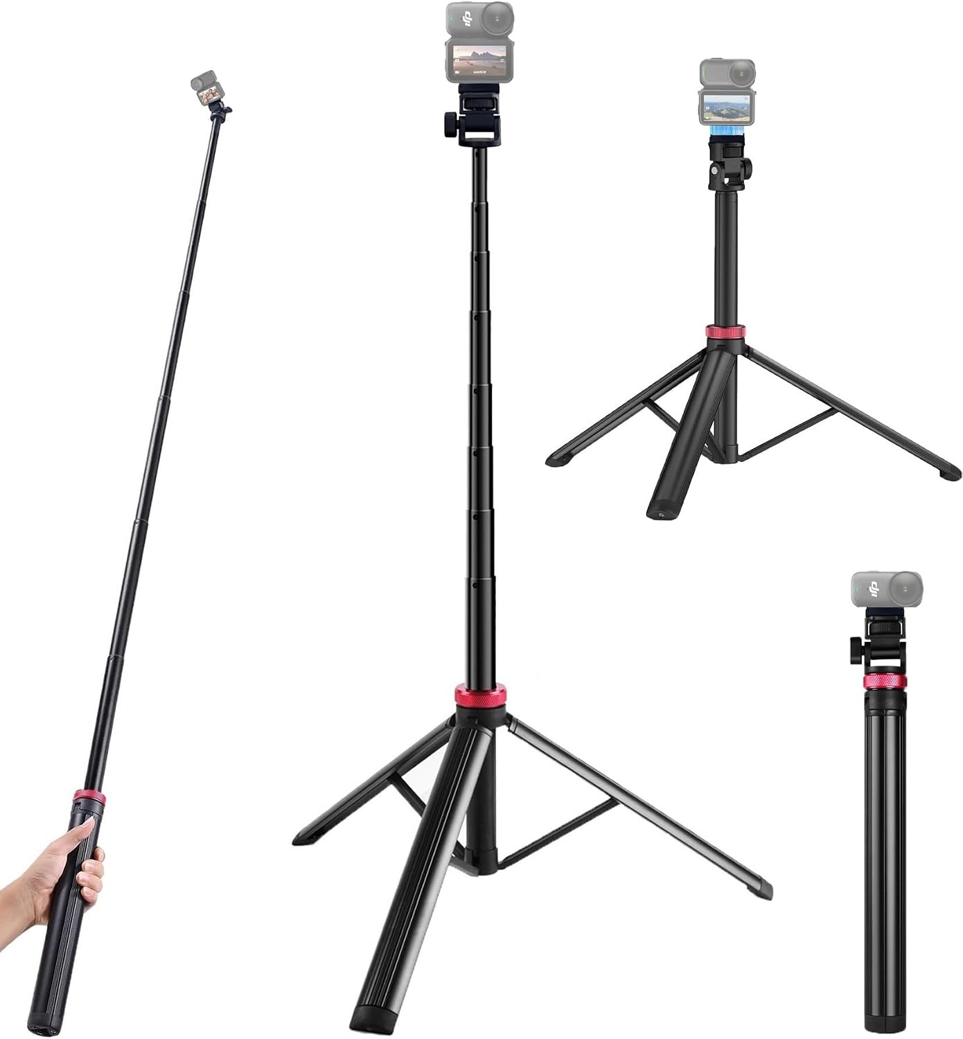 80'' Floor Tripod-Stand with Magnetic Quick Release Adapter, Extension Rod Selfie Stick Holder for DJI Osmo-Nano Vlogging Camera