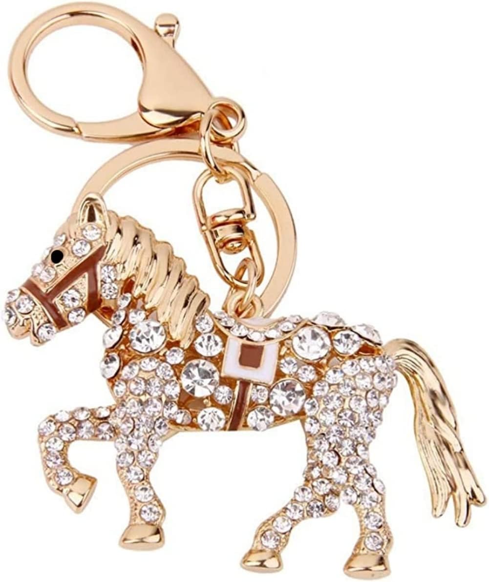 Crystal Horse Keychain Rhinestone Bag Purse Charm for Women Men