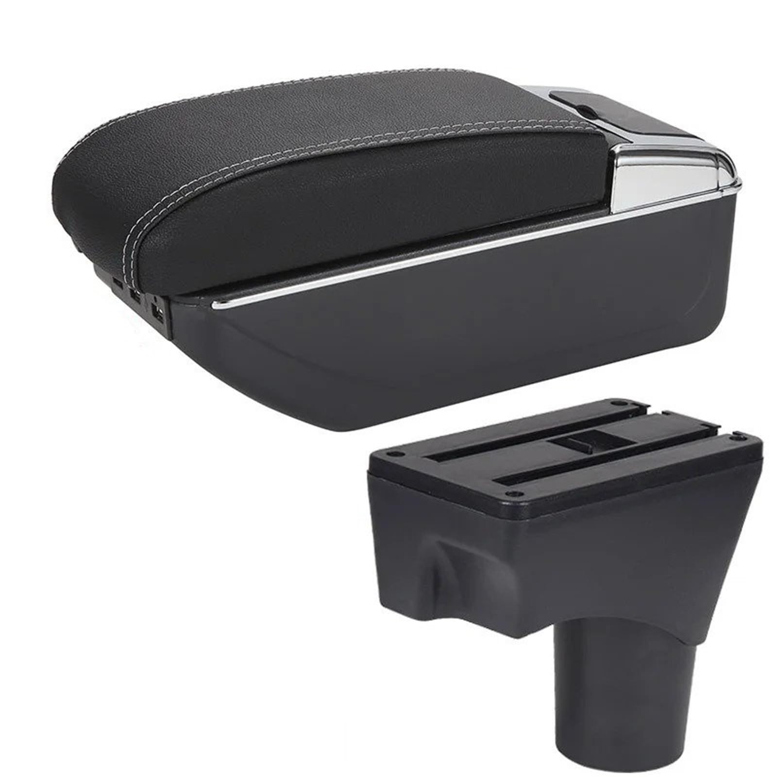 Hguvsjd Armrest Box For Nissan For March For Micra K13 For Sunny 2010-2022 Armrest Storage Box Retrofit Parts Accessories Car Armrests(A Black white 7USB)